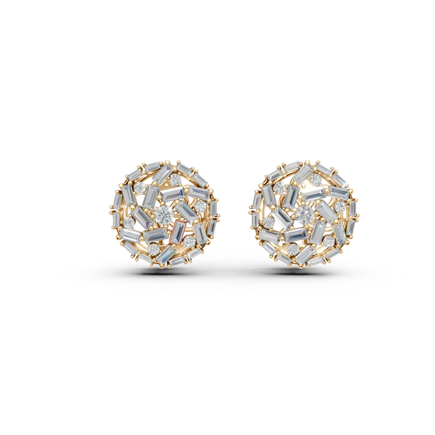 Cercei rotunzi din aur galben cu diamante de 2.1ct-191336
