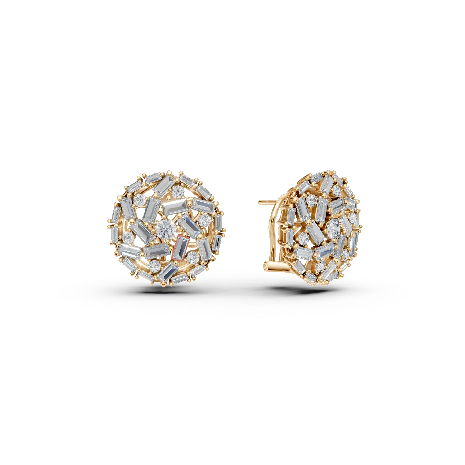 Yellow gold round earrings with 2.1ct diamonds