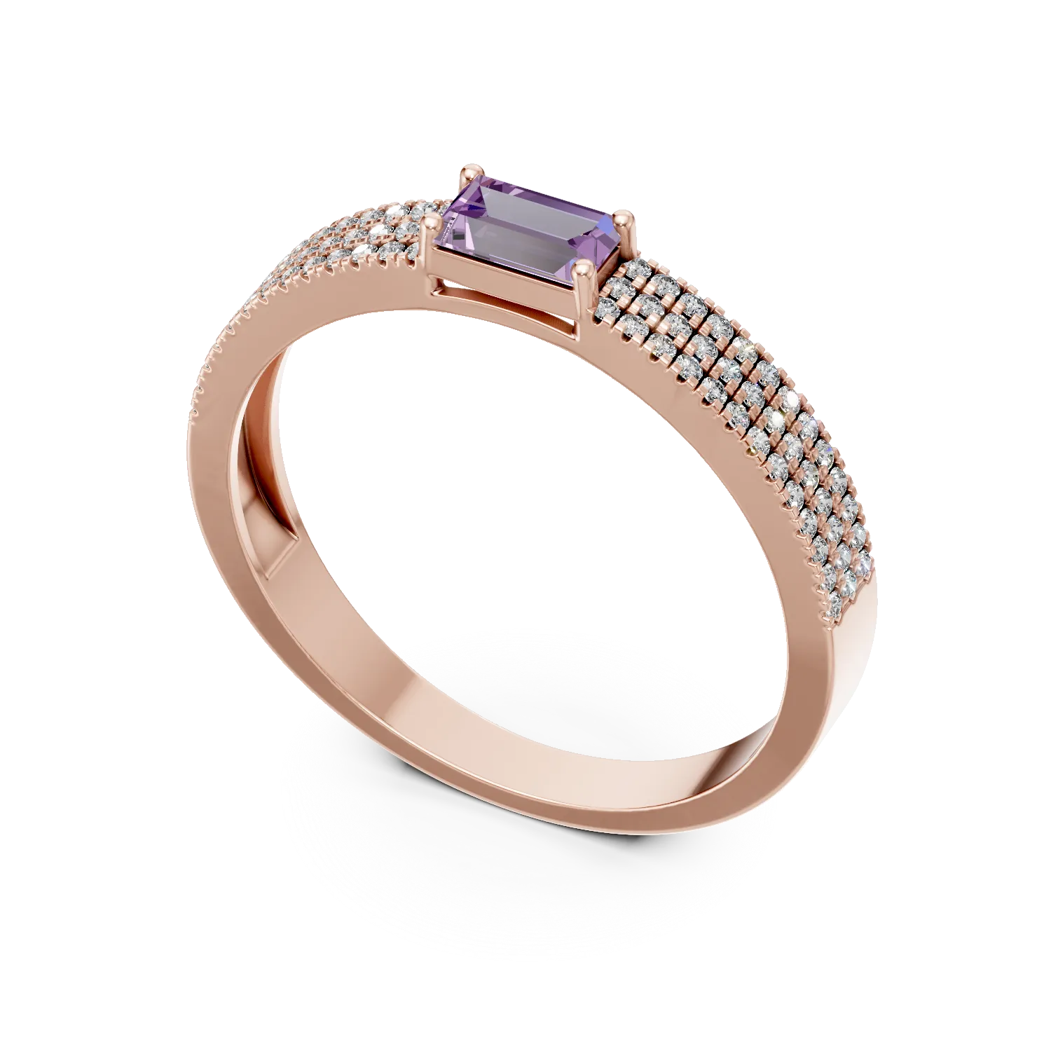 Rose gold ring with 0.3ct pink sapphire and 0.2ct microsetting diamonds