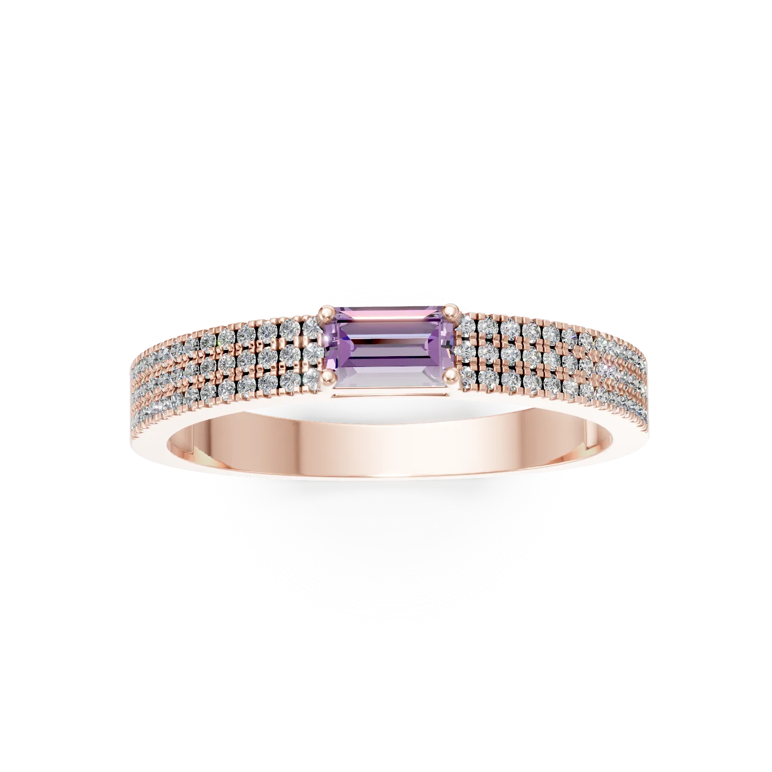 Rose gold ring with 0.3ct pink sapphire and 0.2ct microsetting diamonds