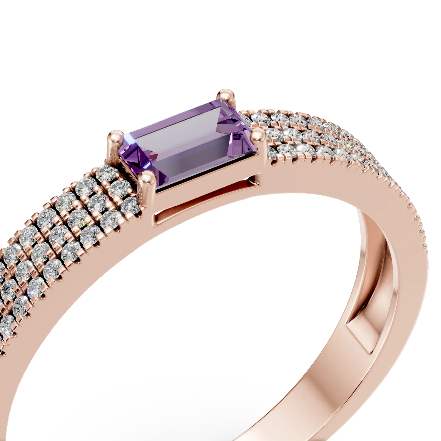 Rose gold ring with 0.3ct pink sapphire and 0.2ct microsetting diamonds
