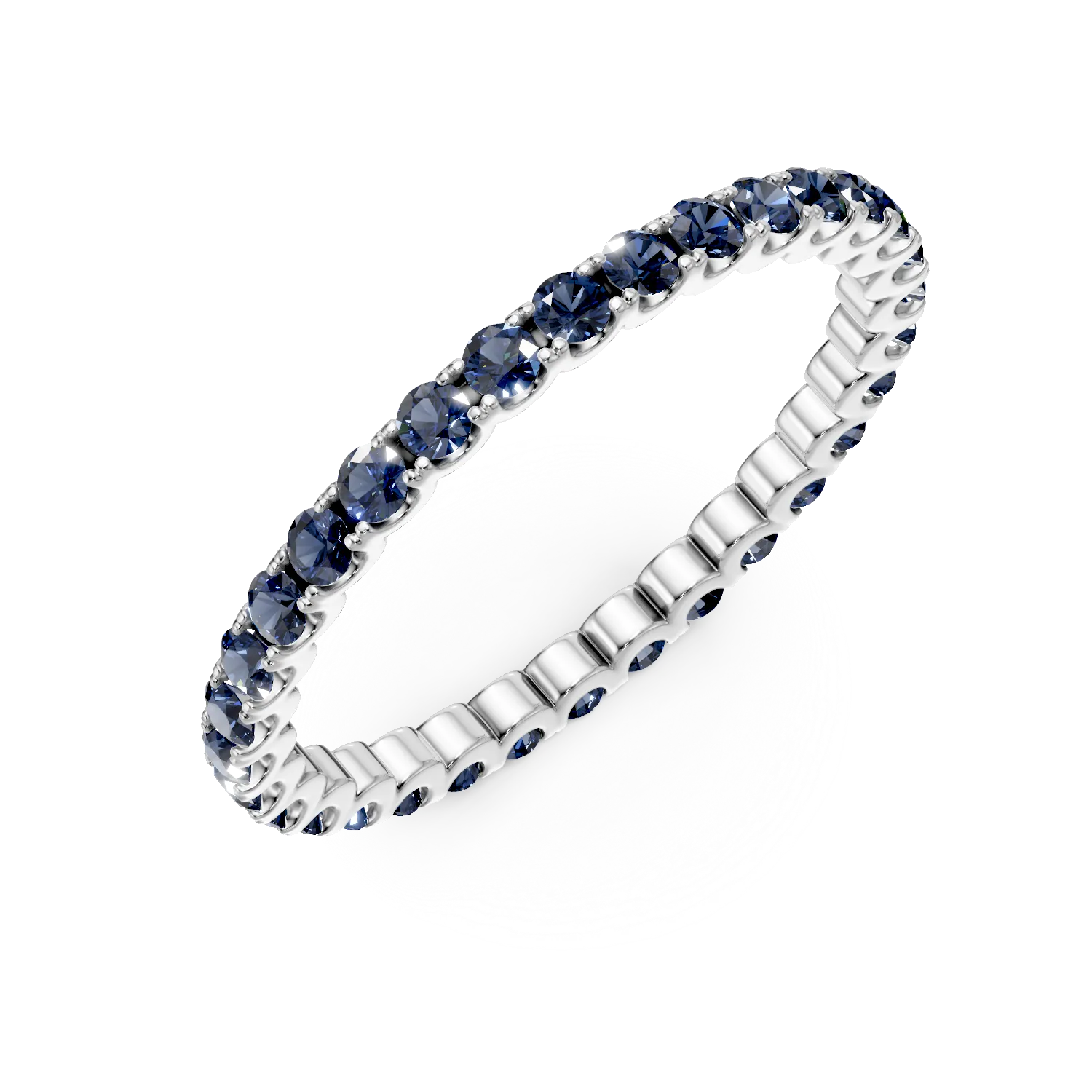 Inel eternity din aur alb cu safire de 0.8ct