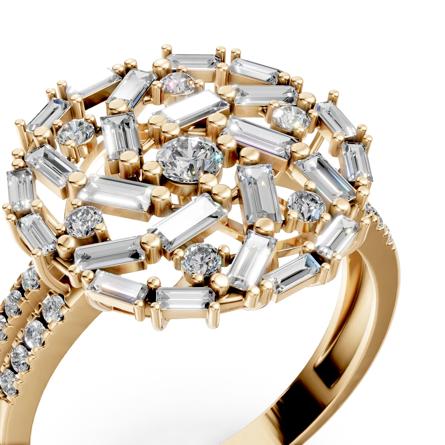 Yellow gold round ring with 1.1ct diamonds