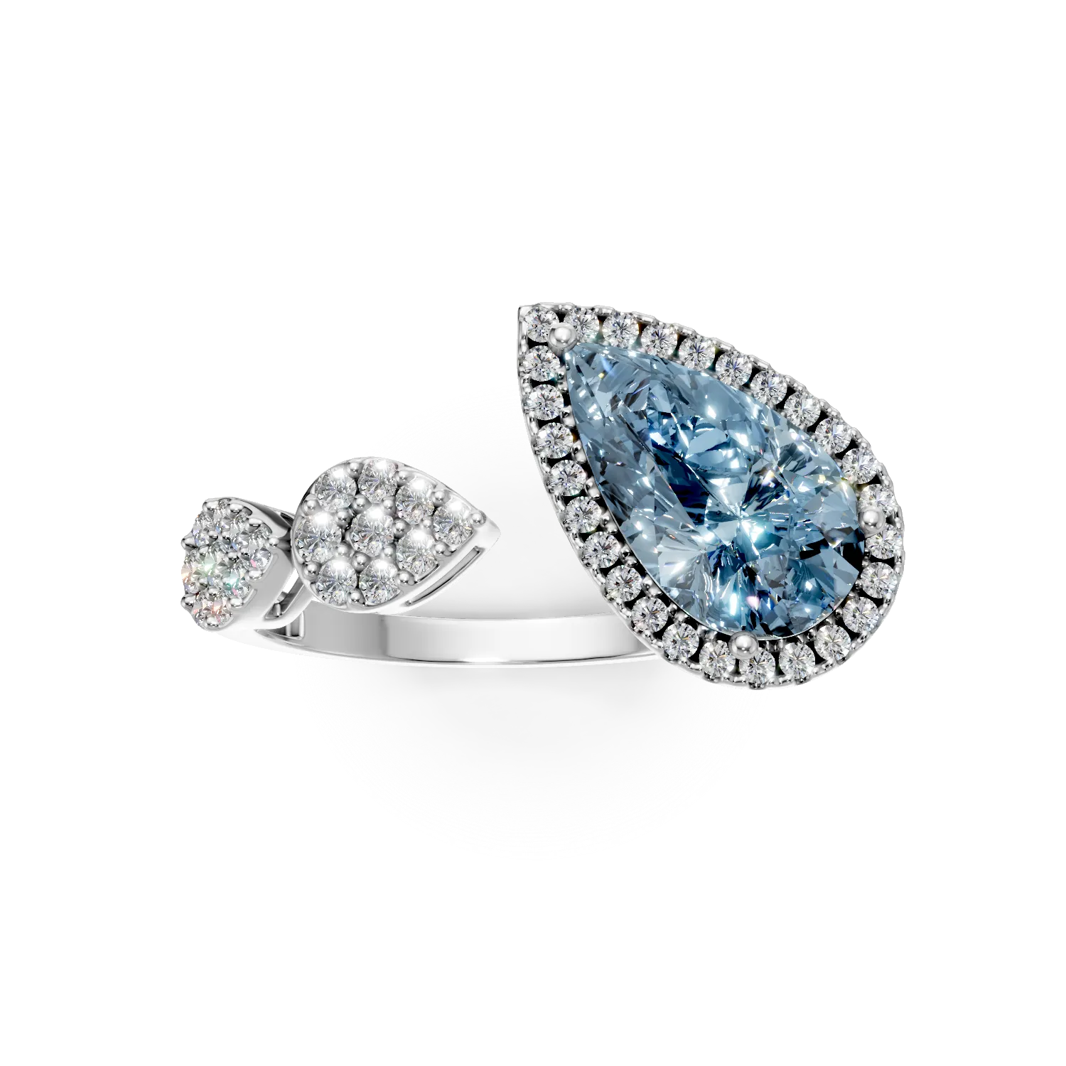 White gold geometric ring with 2.4ct blue topaz and 0.3ct diamonds