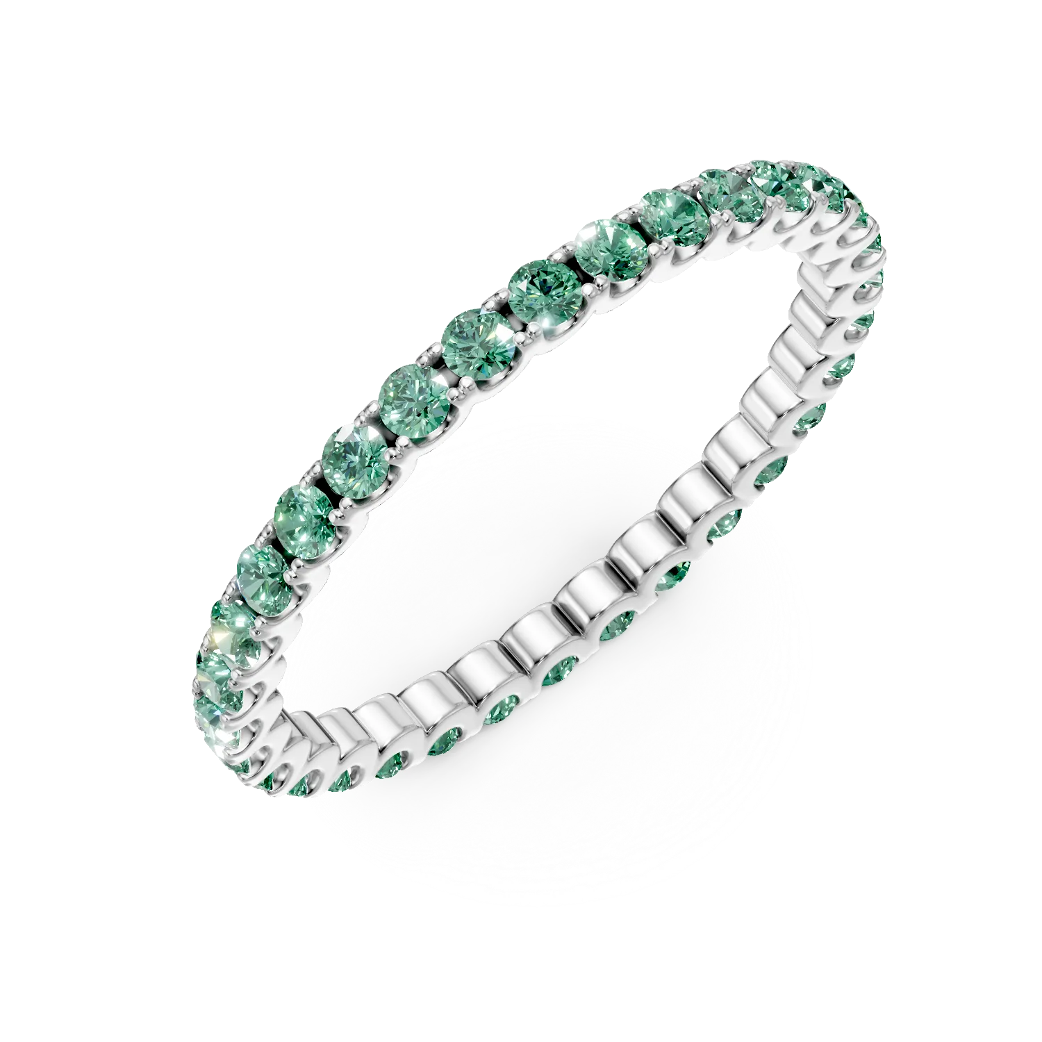 Inel eternity din aur alb cu smaralde de 0.5ct