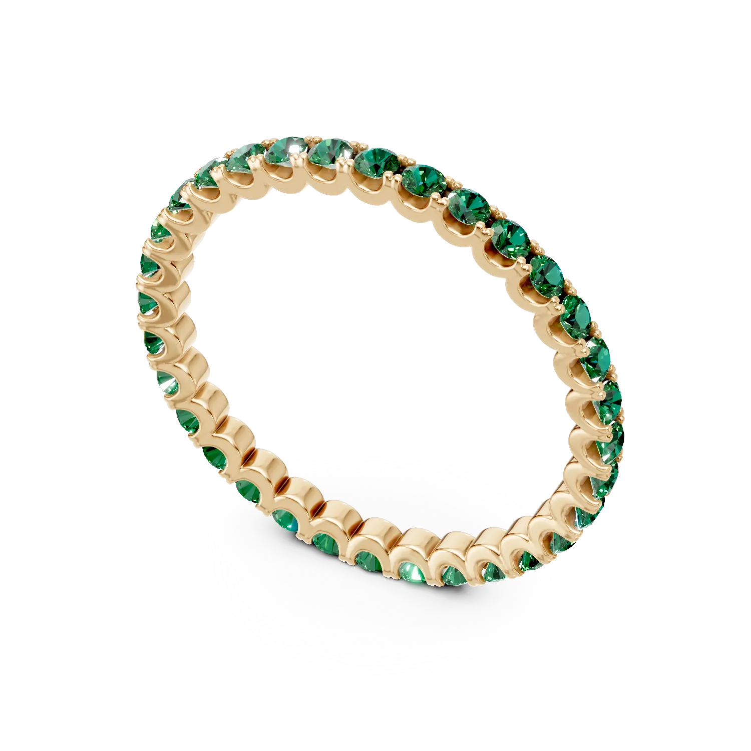 Inel eternity din aur galben cu smaralde de 0.4ct