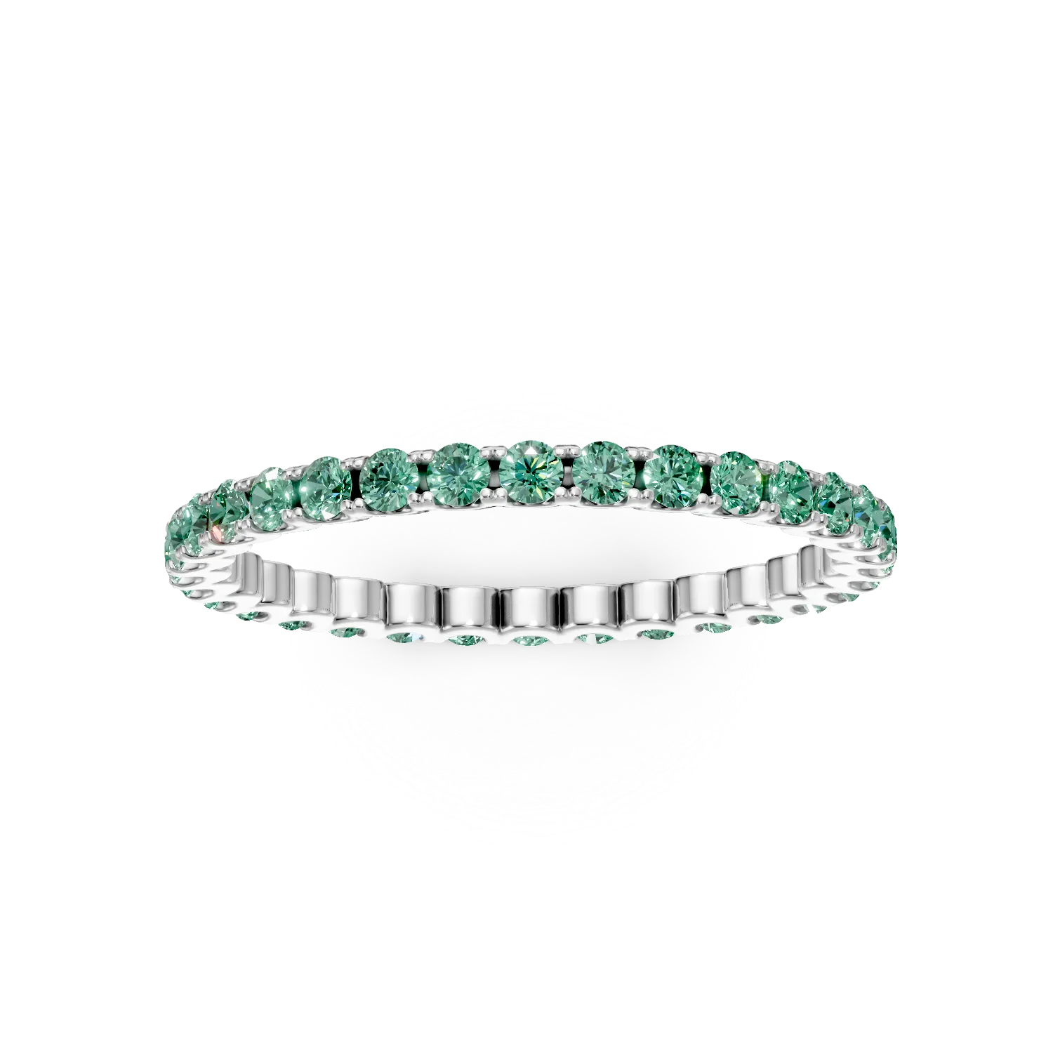 Inel eternity din aur alb cu smaralde de 0.6ct