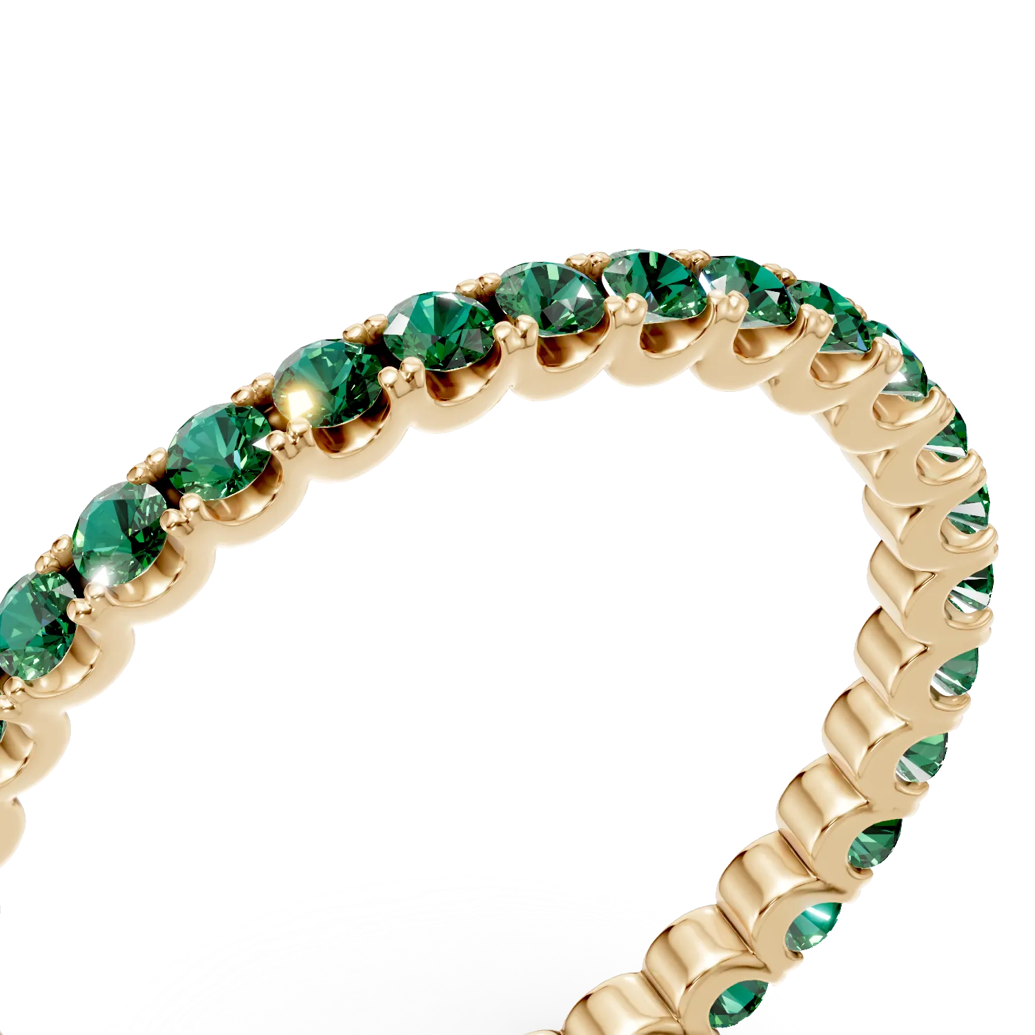 Yellow gold eternity ring with 0.6ct emeralds