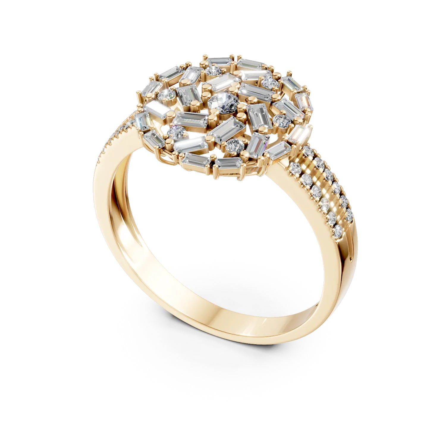 Yellow gold round ring with 0.8ct diamonds