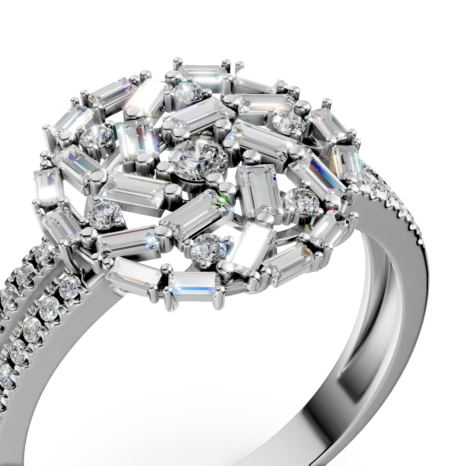 Pierścionek okrągły z białego złota z diamentami o masie 0.8ct