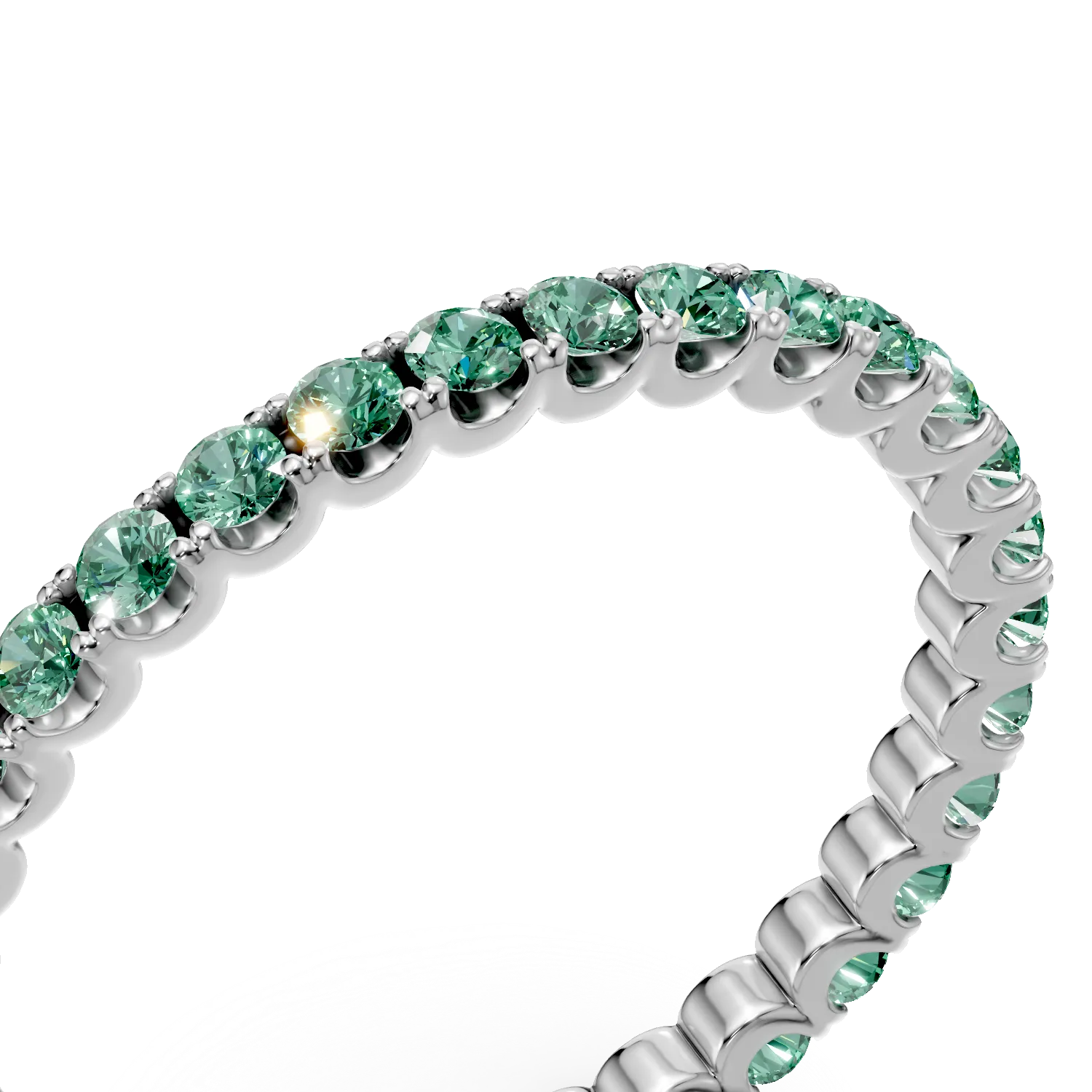 Inel eternity din aur alb cu smaralde de 0.4ct