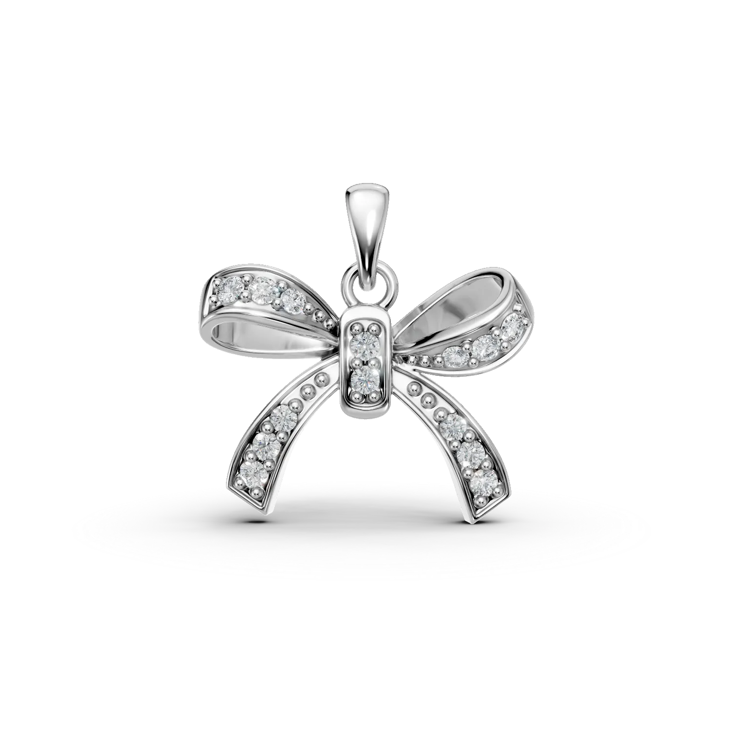 White gold bow pendant with 0.06ct diamonds-191640