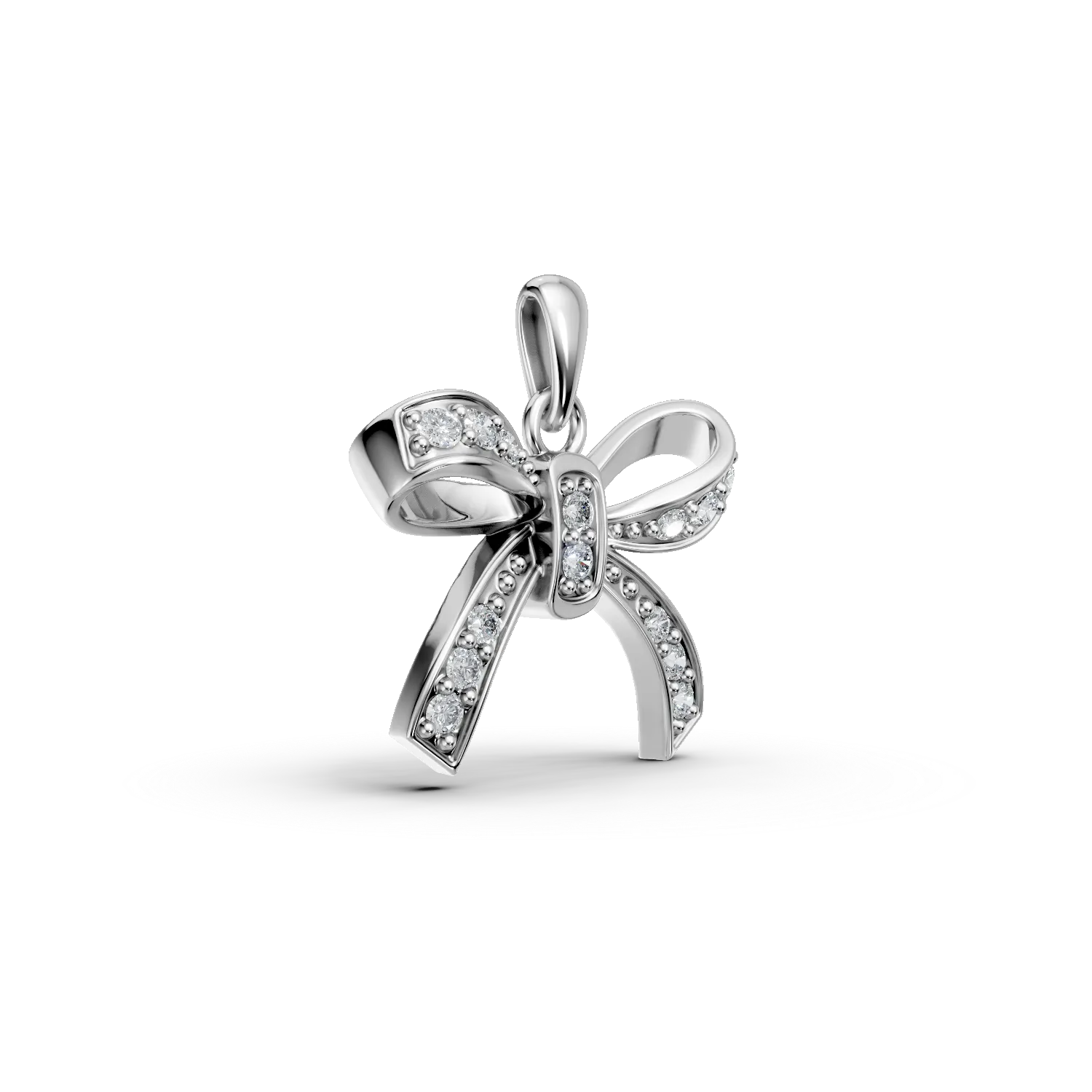 White gold bow pendant with 0.06ct diamonds