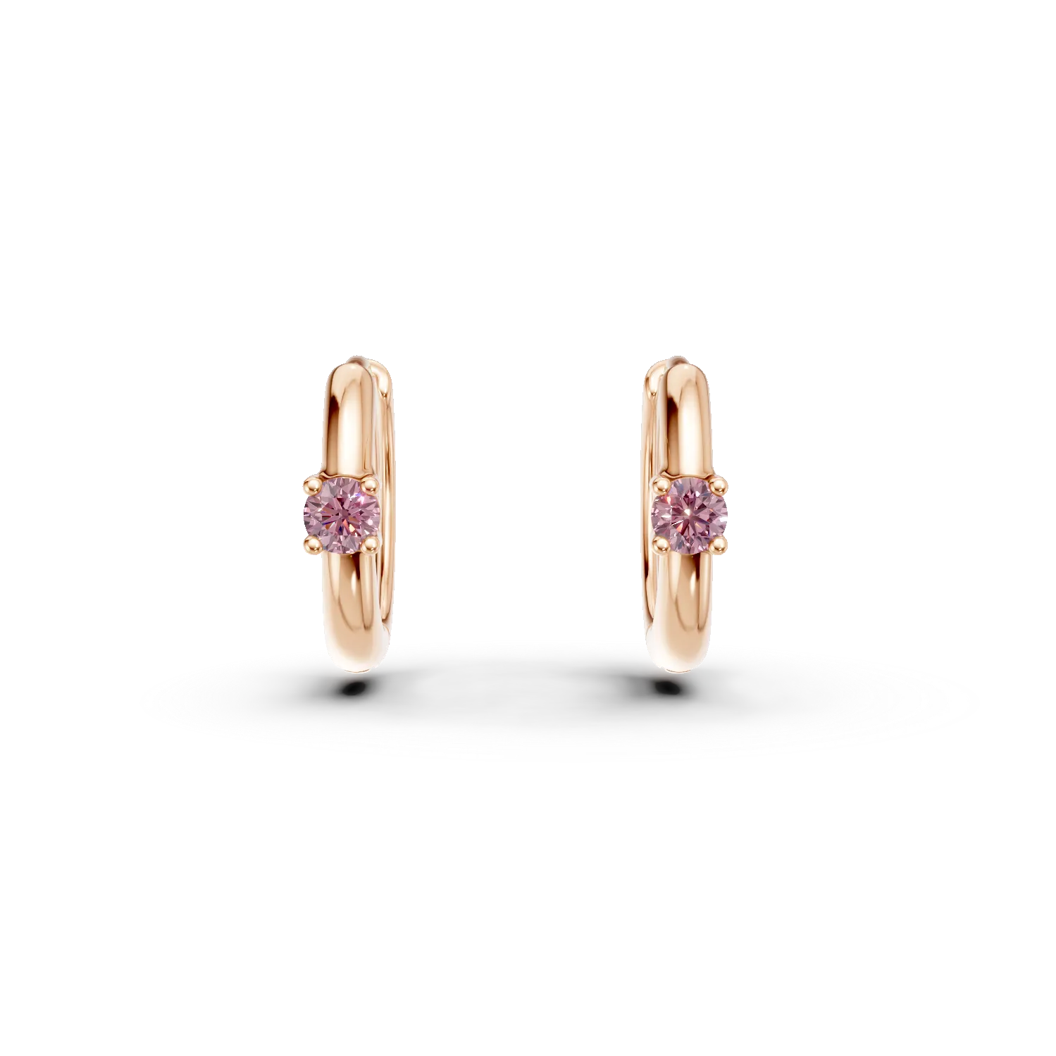 Cercei hoop din aur roz cu safire roz de 0.1ct pentru copii