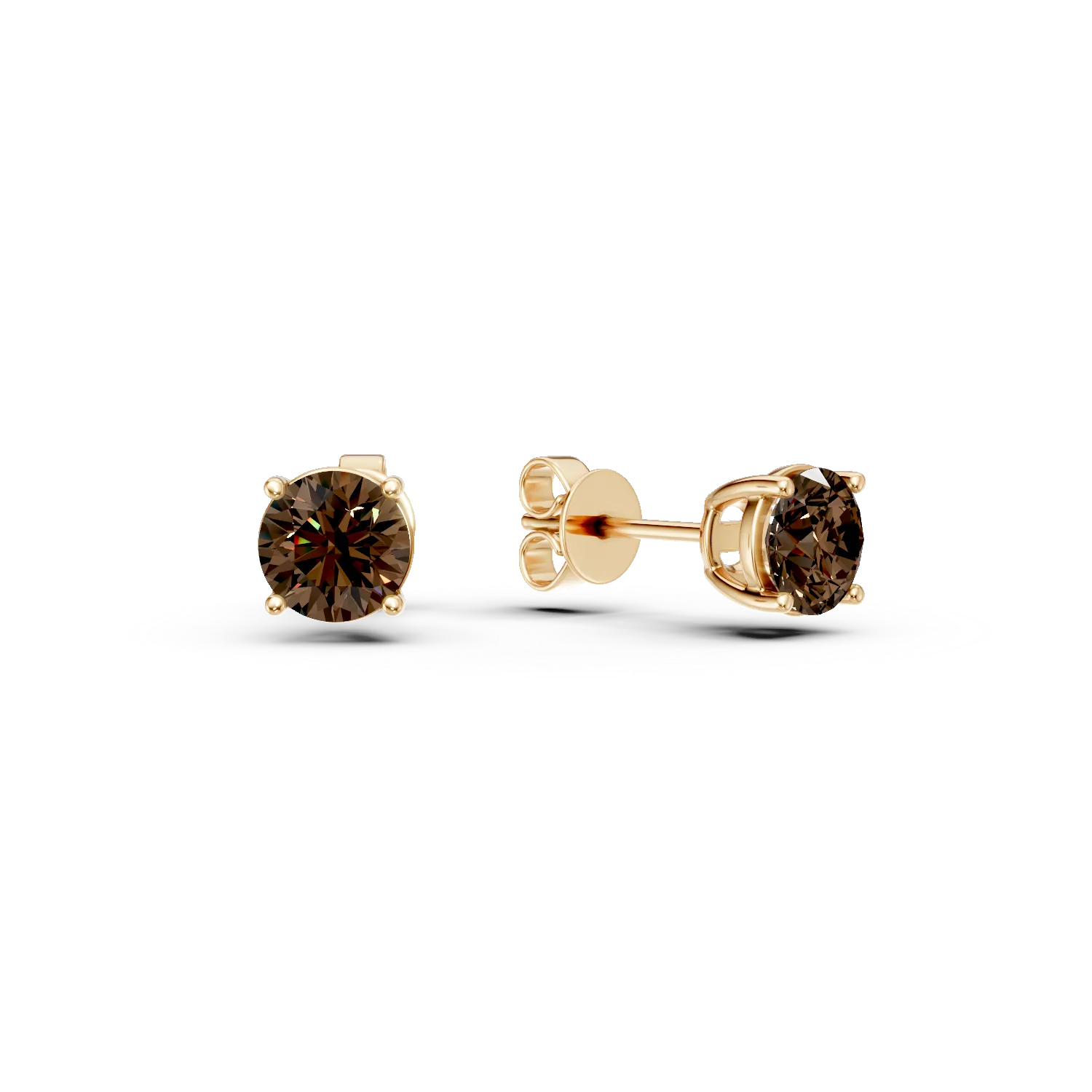 Yellow gold earrings with 1.6ct smoky quartz