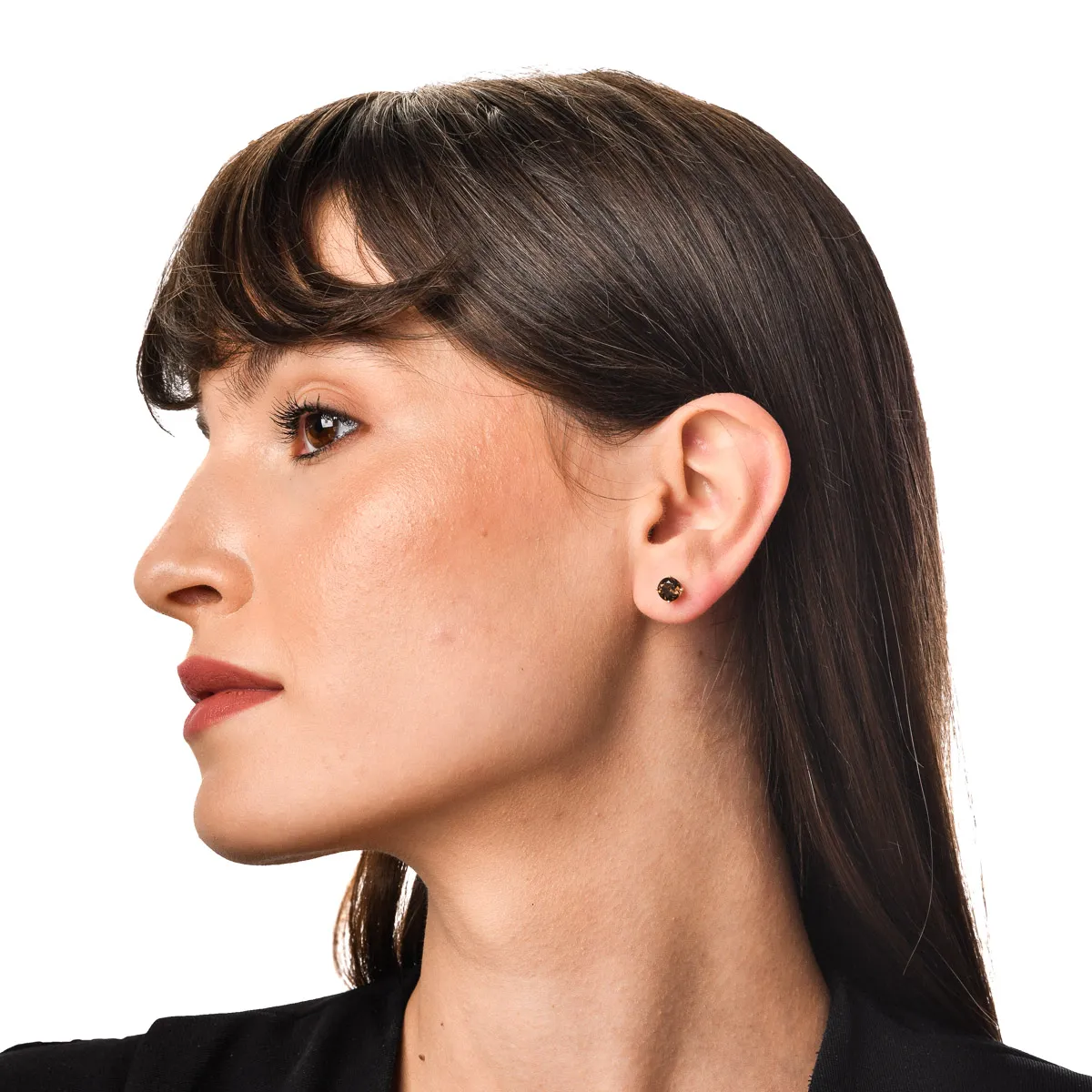 Yellow gold earrings with 1.6ct smoky quartz