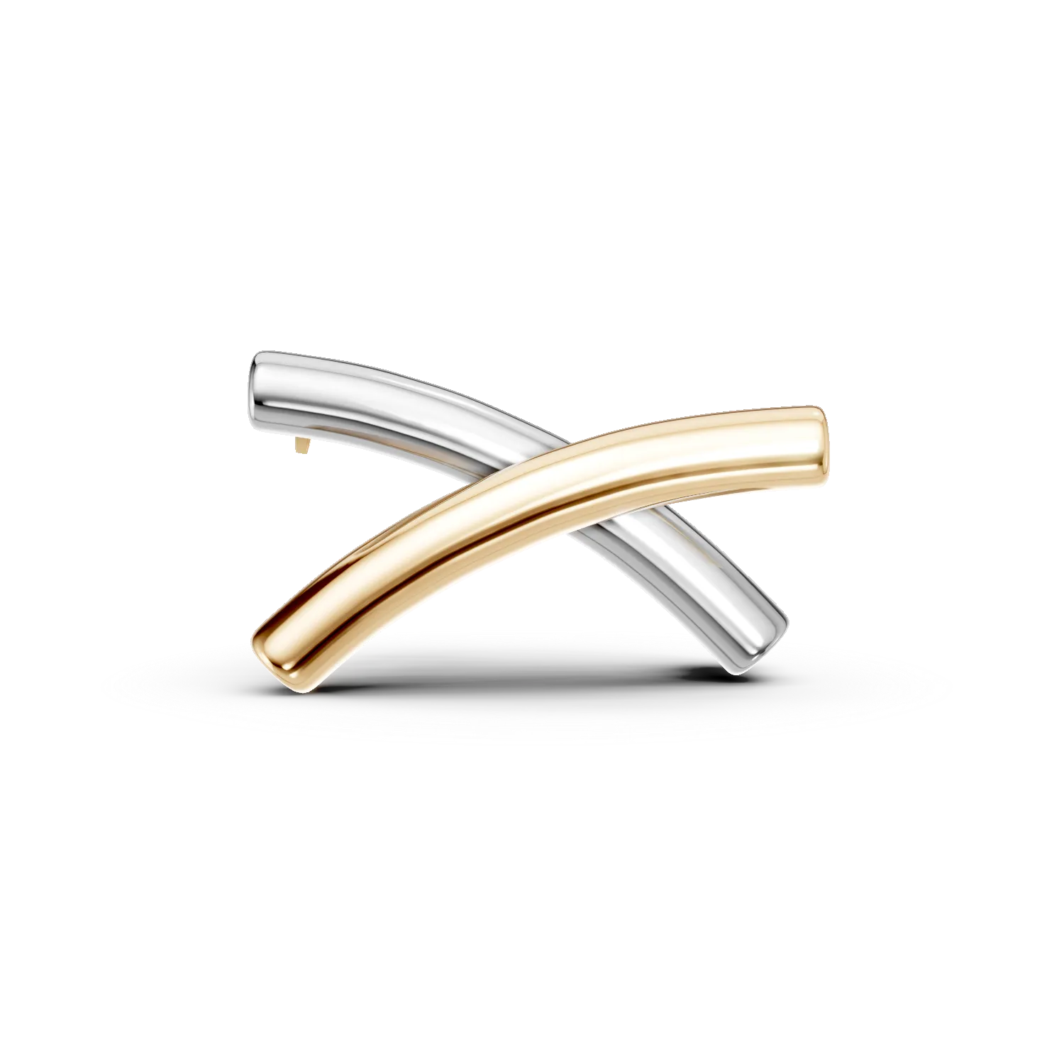 Brosa geometrica din aur alb-galben