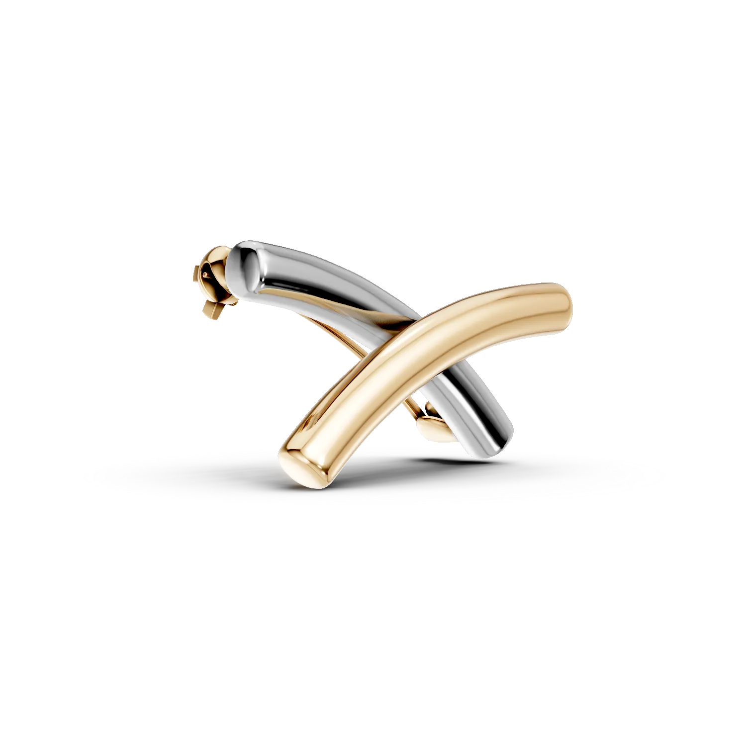 White-yellow gold geometric brooch