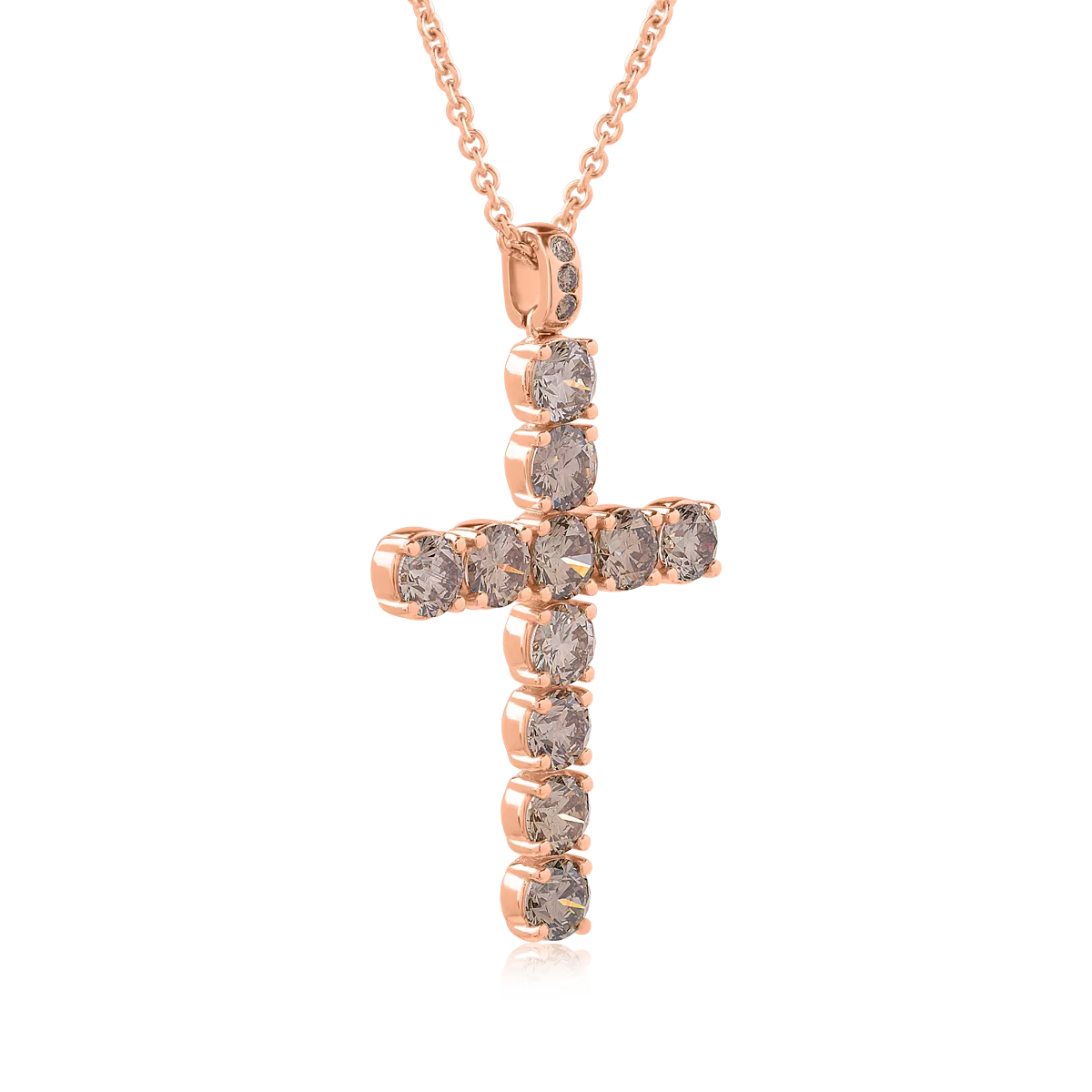 Верижка от розово злато с висулка с kафяви диаманти 5.2ct