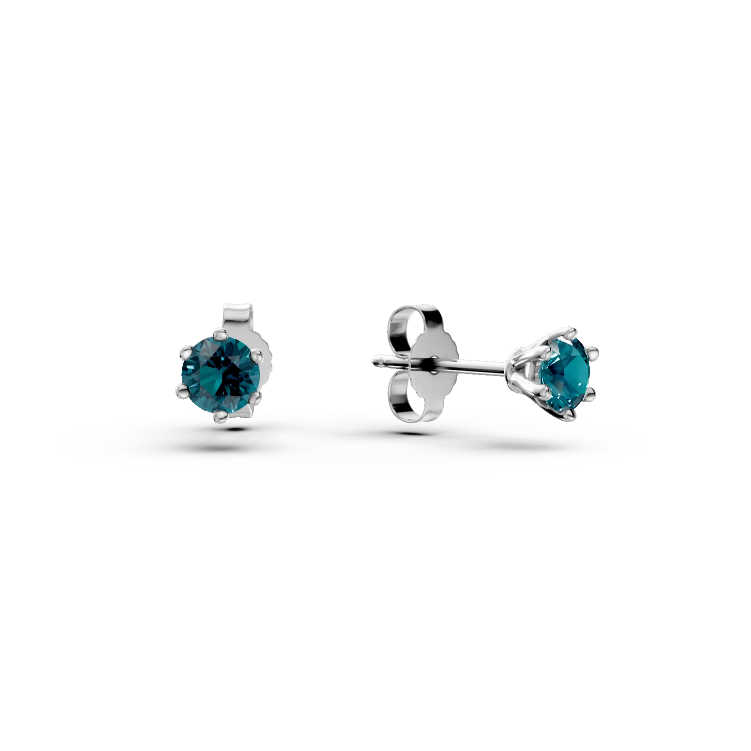 Fehérarany bedugós fülbevalók 0.5ct kék gyémántokkal