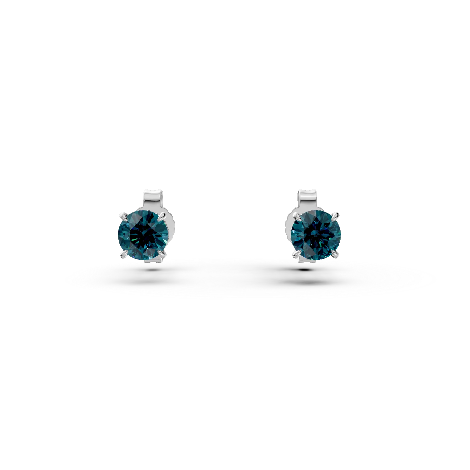 Fehérarany bedugós fülbevalók 0.5ct kék és színtelen gyémántokkal