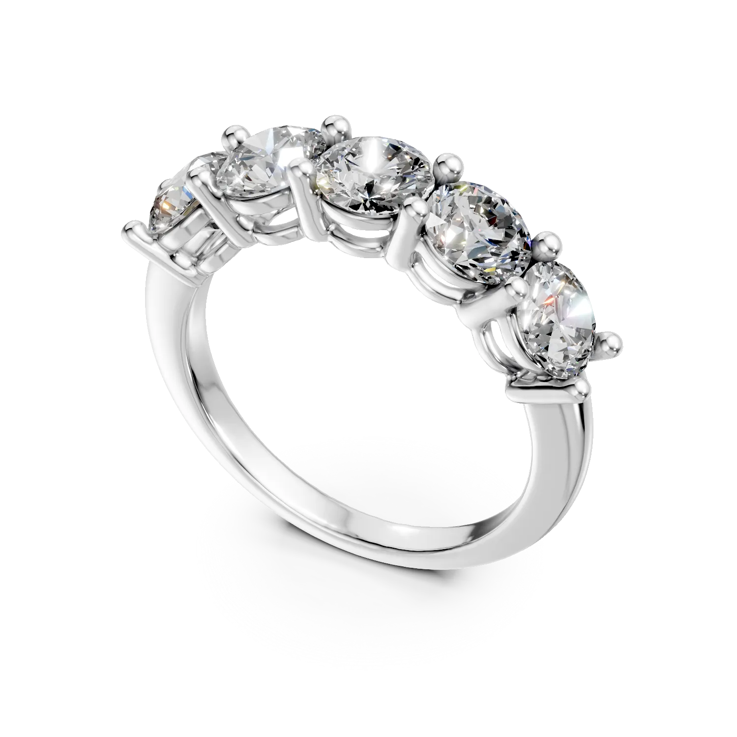 Inel semi eternity din aur alb cu diamante de 2ct create in laborator