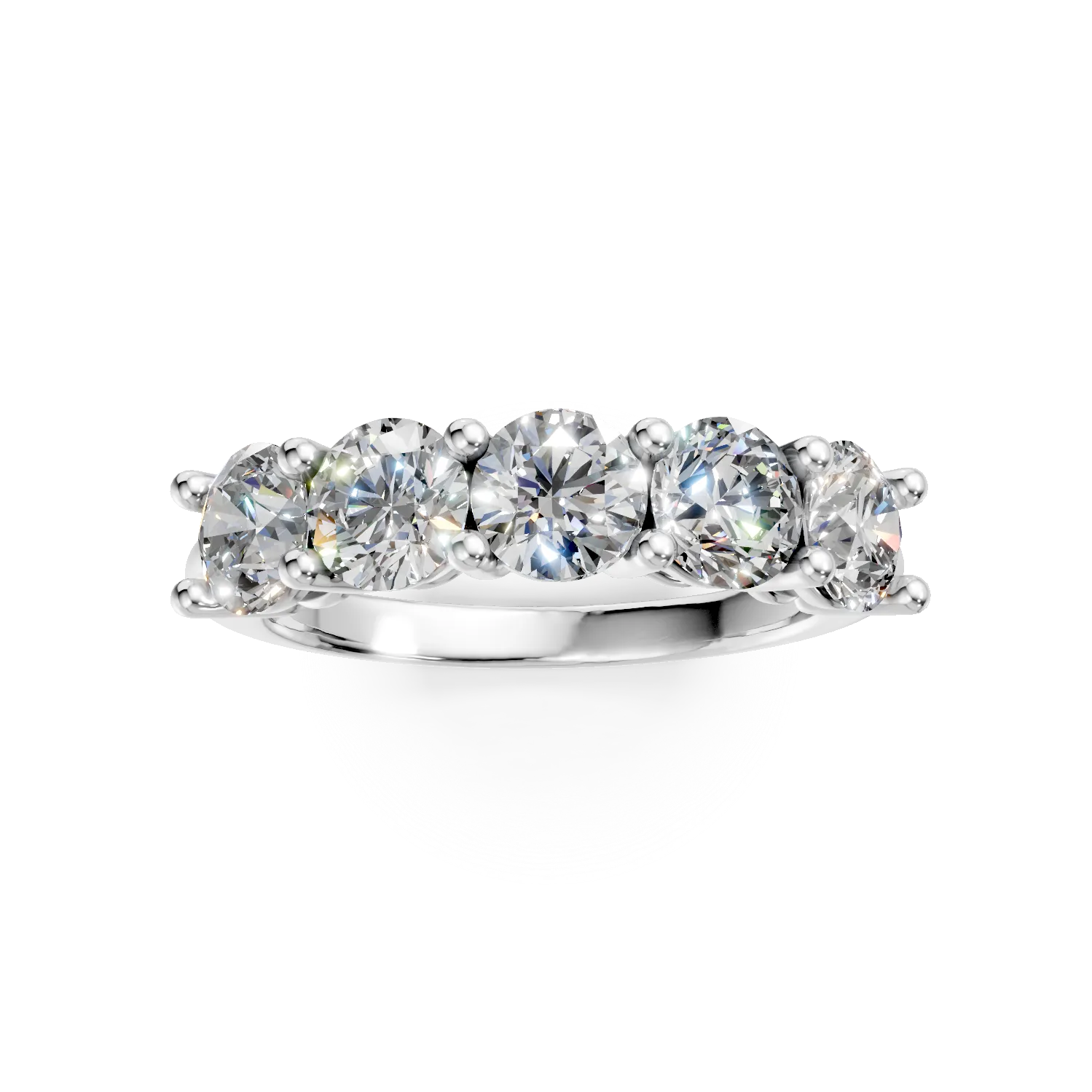 Inel semi eternity din aur alb cu diamante de 2ct create in laborator