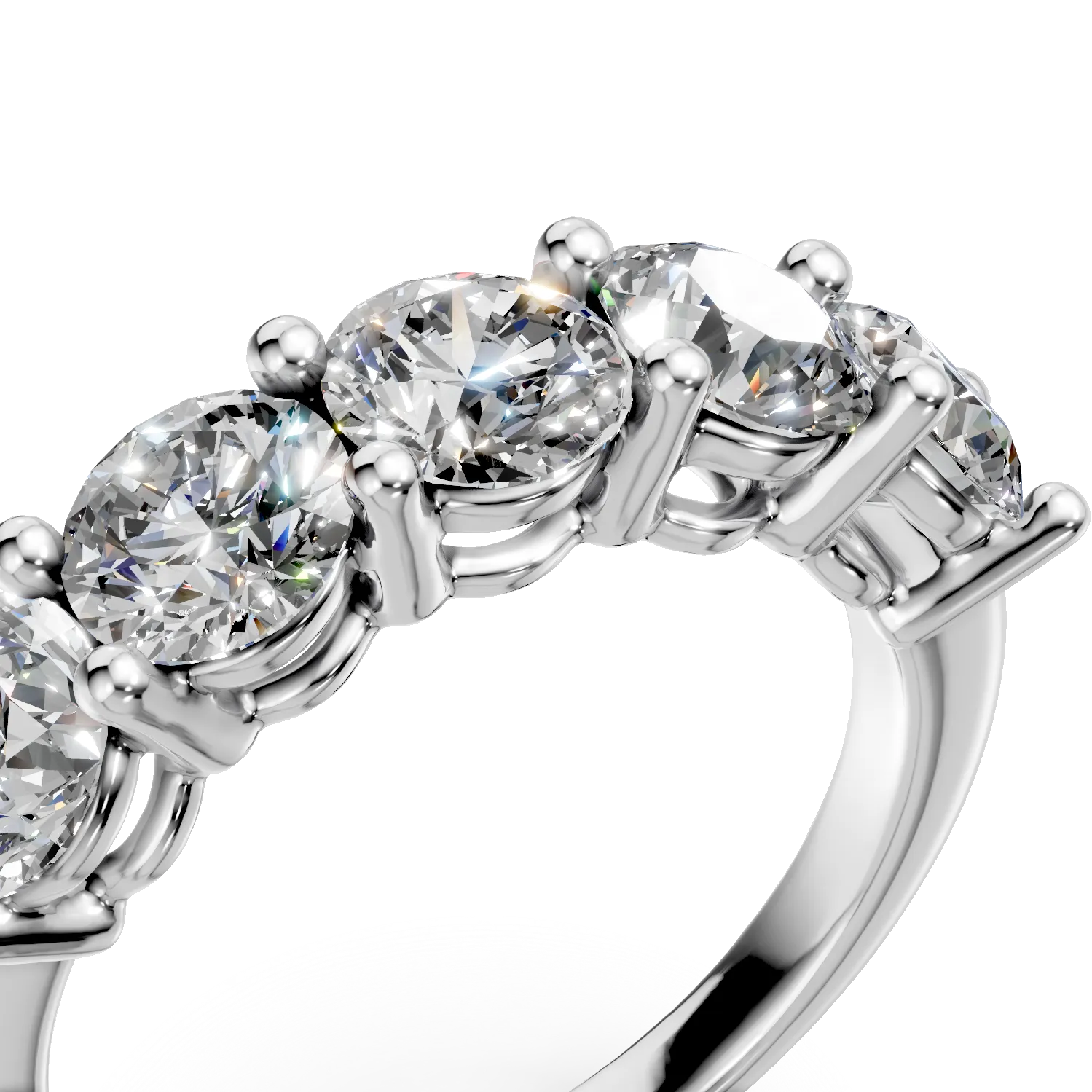 Inel semi eternity din aur alb cu diamante de 2ct create in laborator