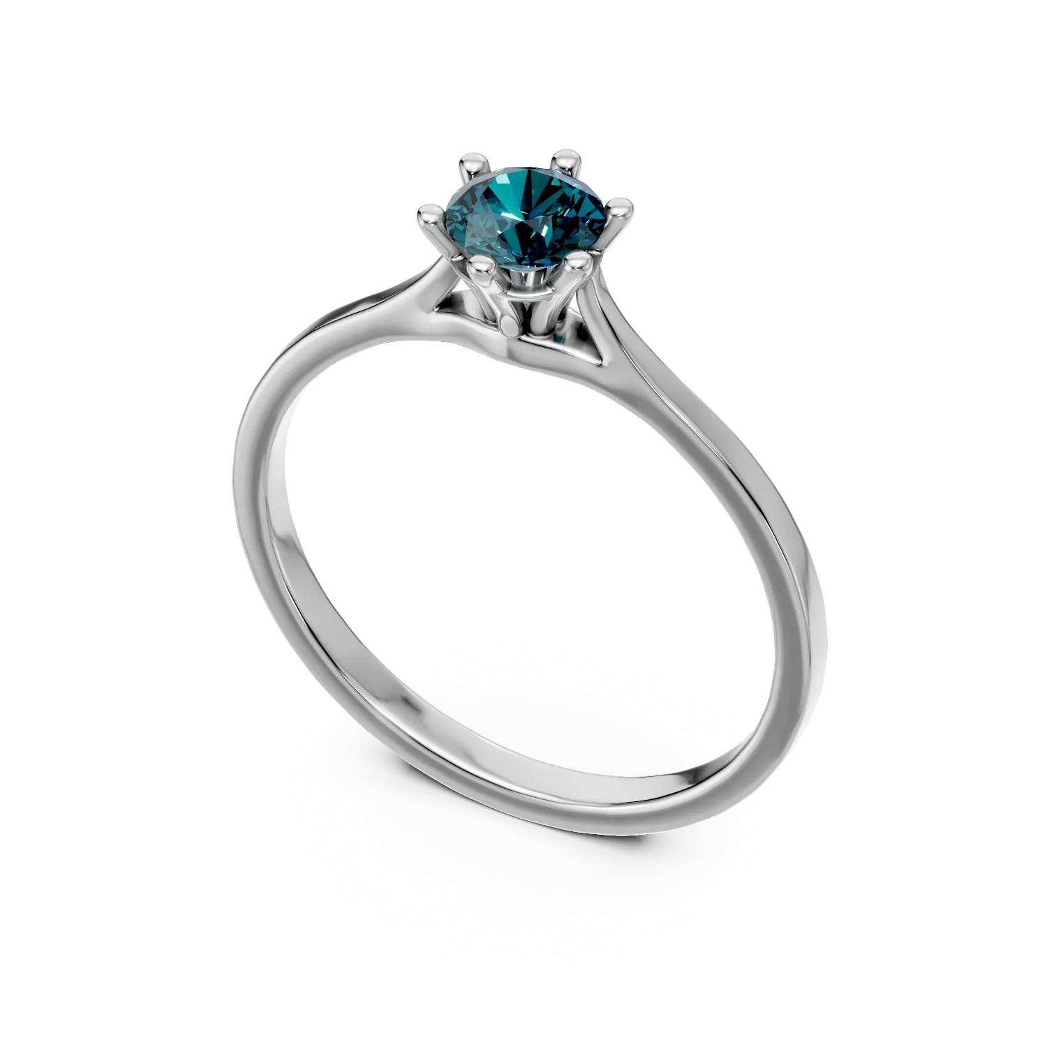 White gold engagement ring with 0.2ct blue diamonds