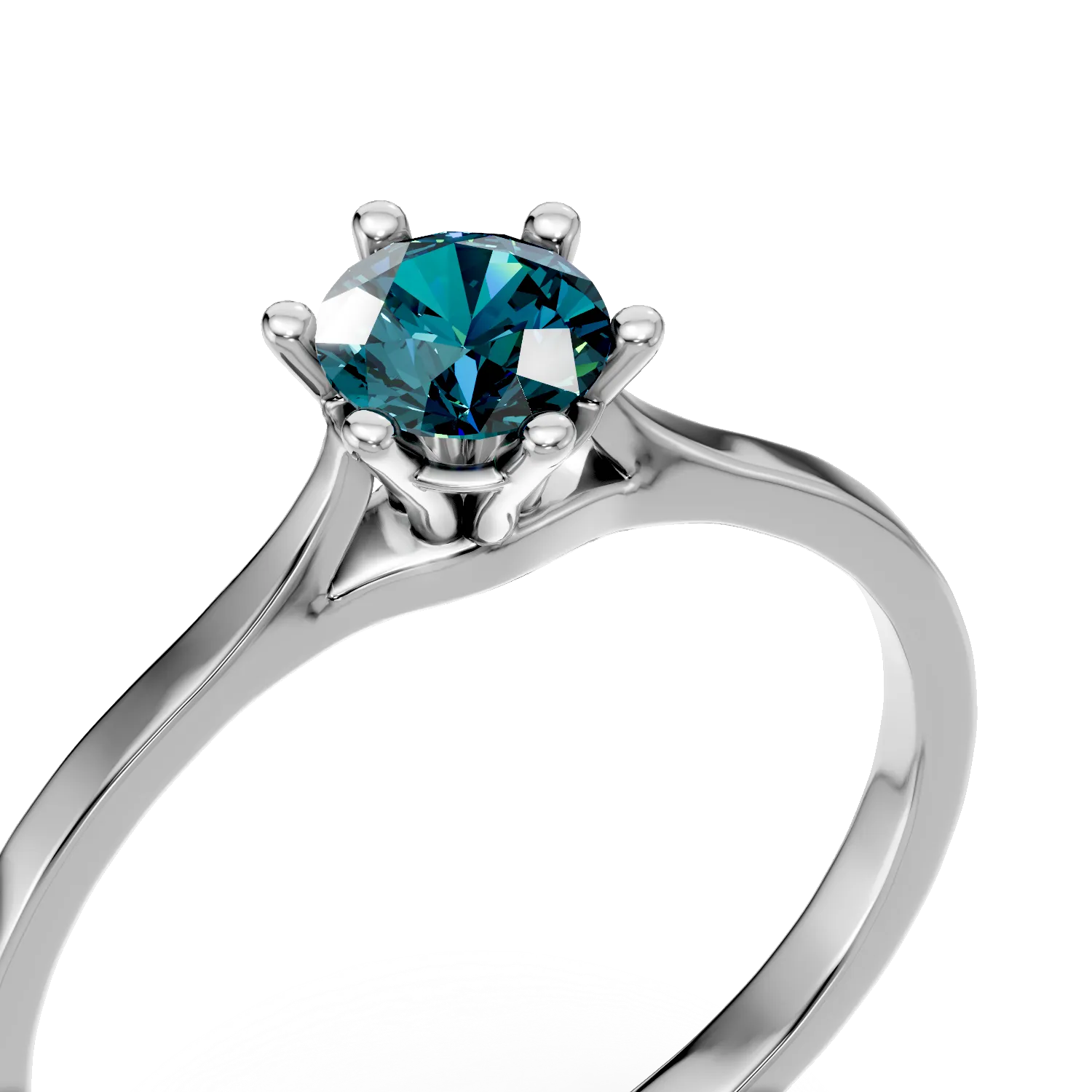White gold engagement ring with 0.2ct blue diamonds