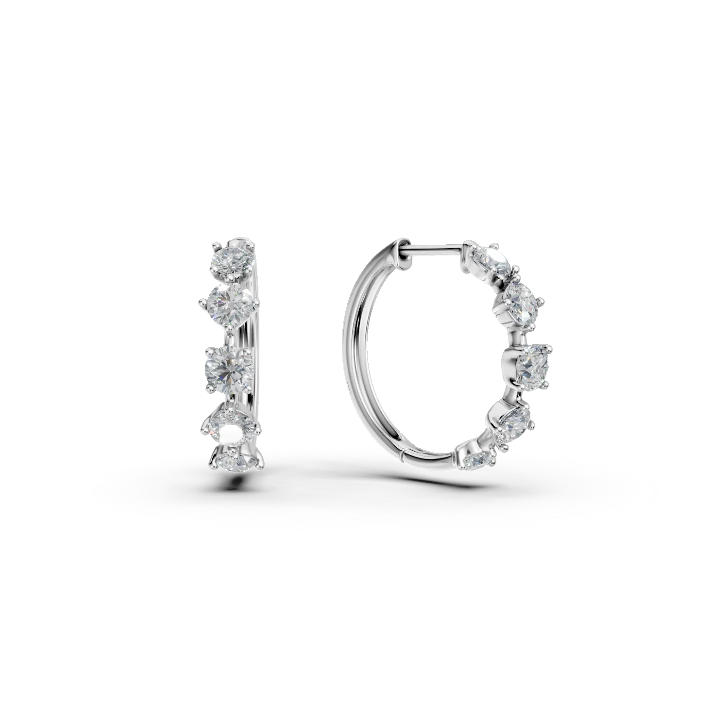 Cercei hoop din aur alb cu diamante de 1.4ct create in laborator