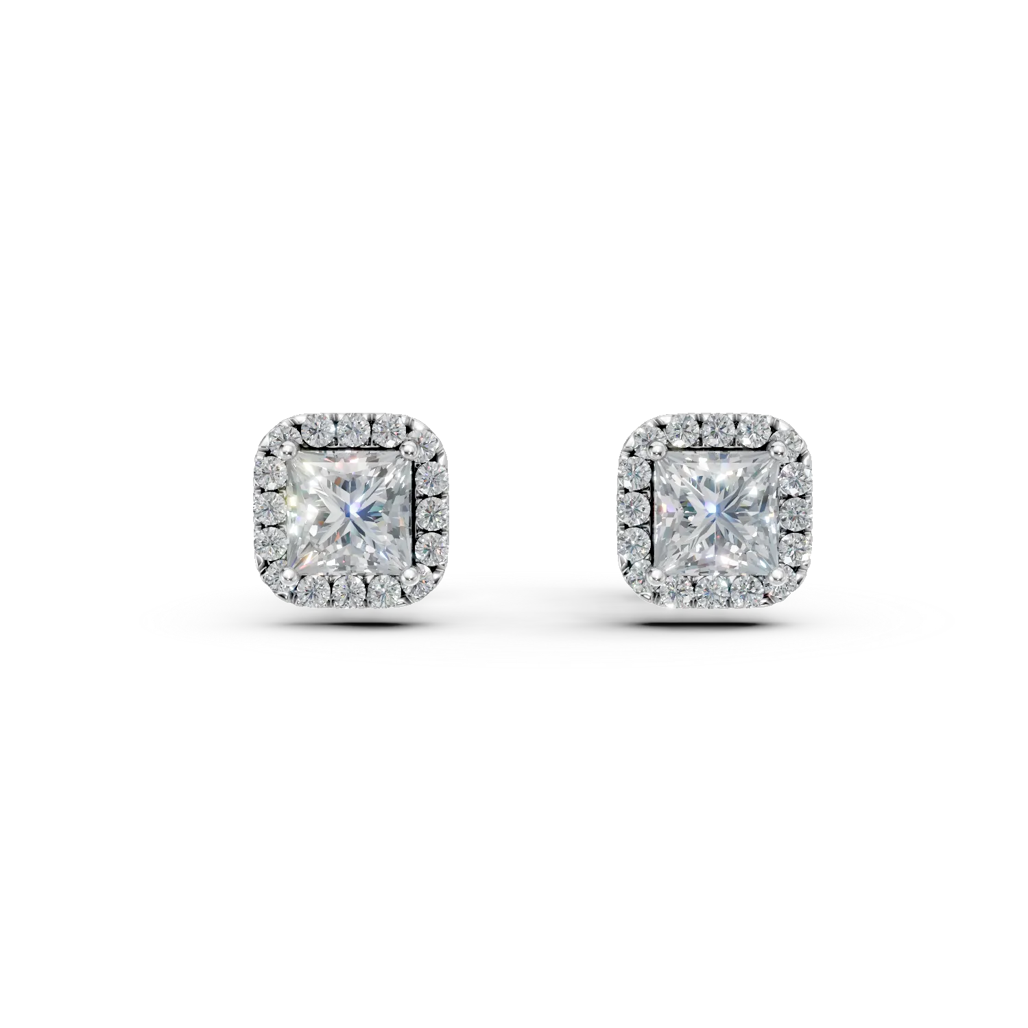 White gold geometric earrings with 2ct lab grown diamonds-192094