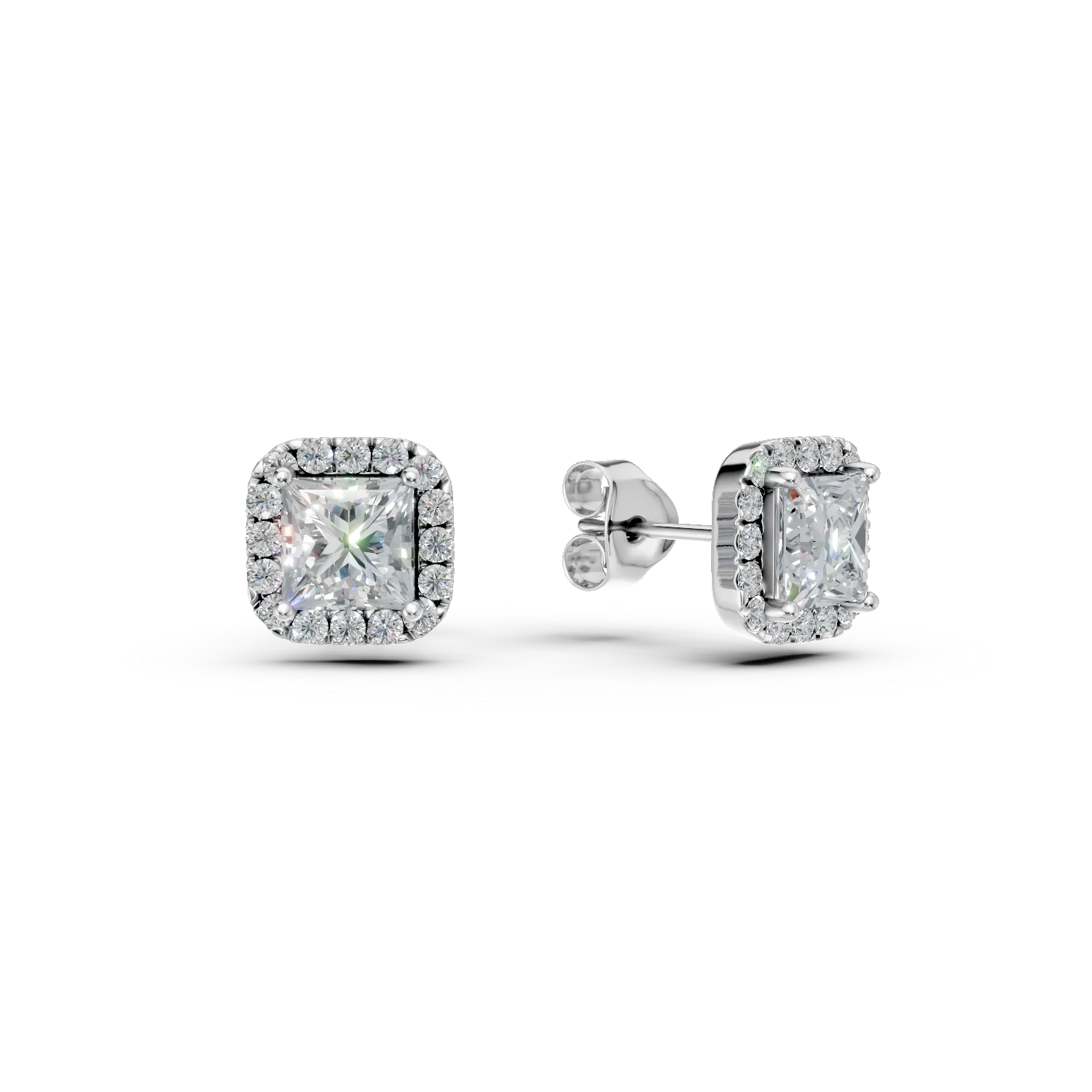White gold geometric earrings with 2ct lab grown diamonds