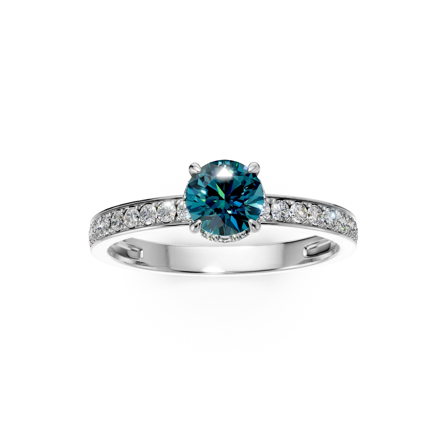 White gold engagement ring with 0.5ct blue and clear diamonds