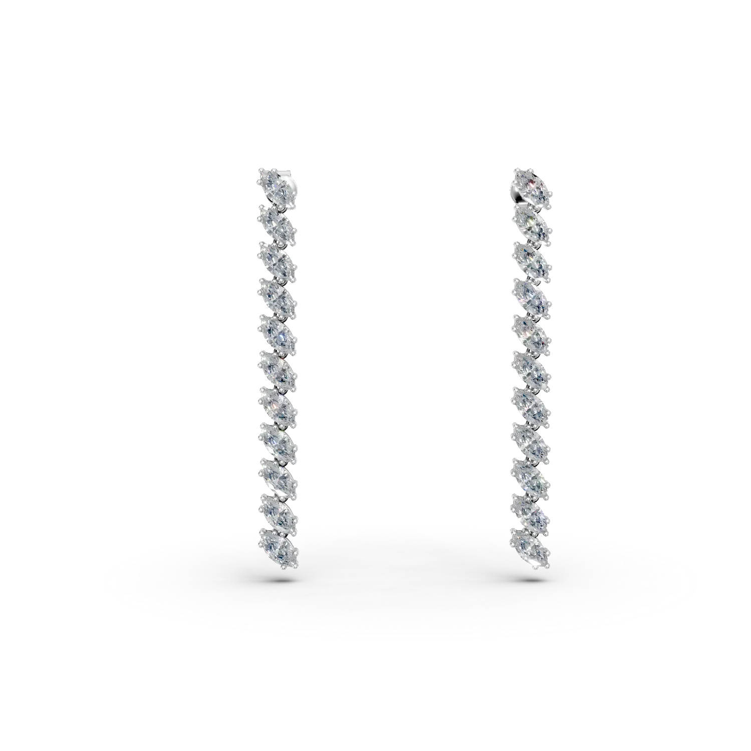 White gold long earrings with 2.5ct lab grown diamonds-192153
