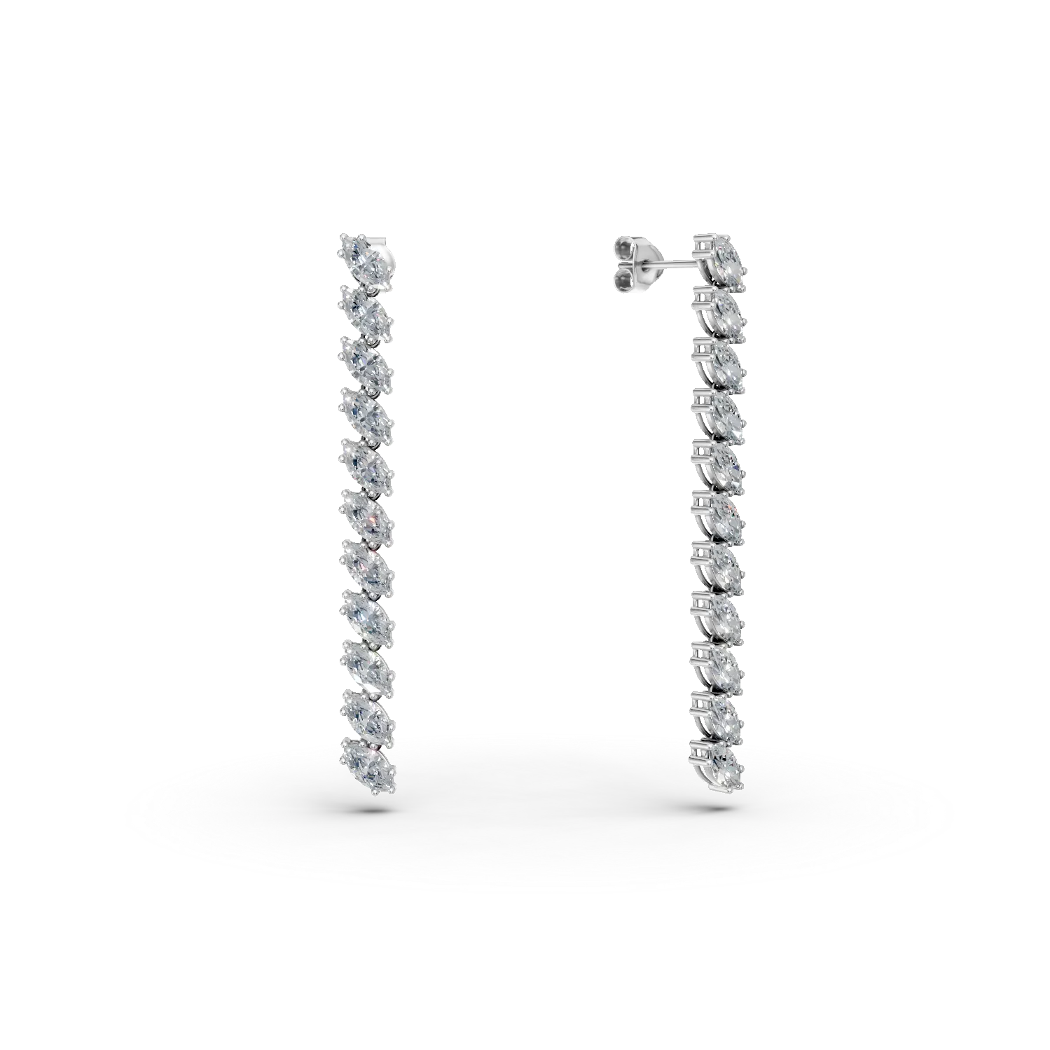 White gold long earrings with 2.5ct lab grown diamonds