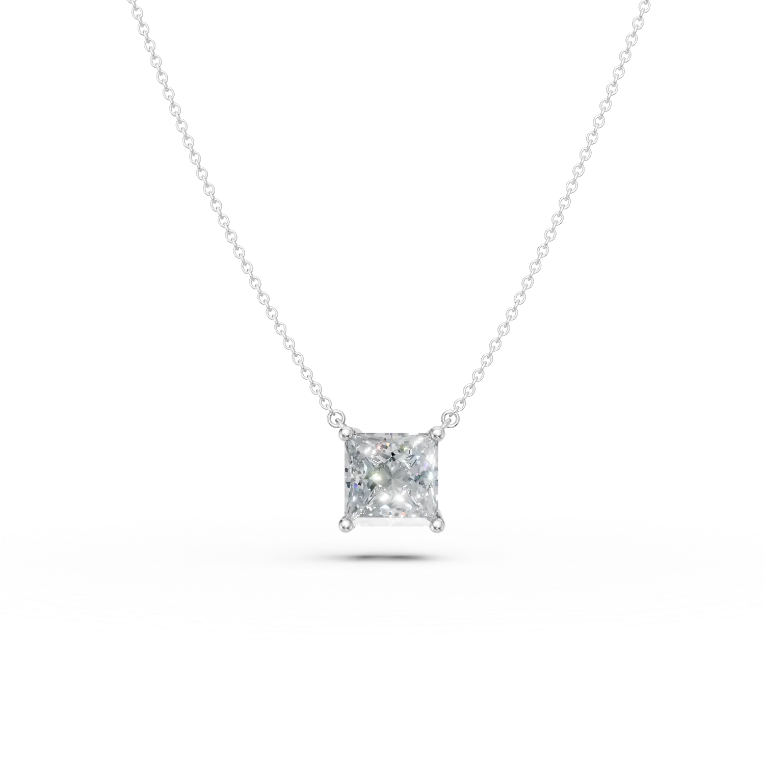 White gold pendant necklace with 1ct solitaire lab grown diamond