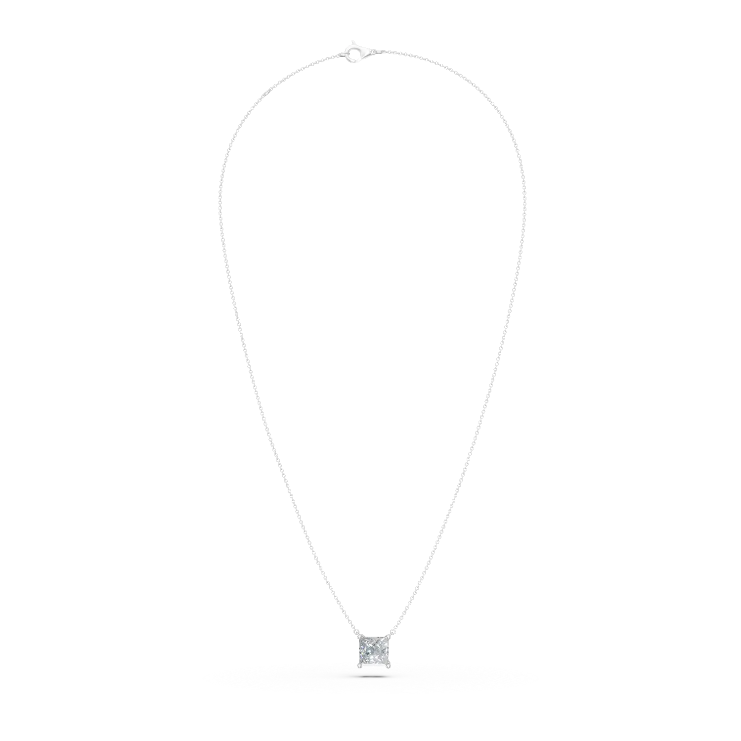 White gold pendant necklace with 1ct solitaire lab grown diamond
