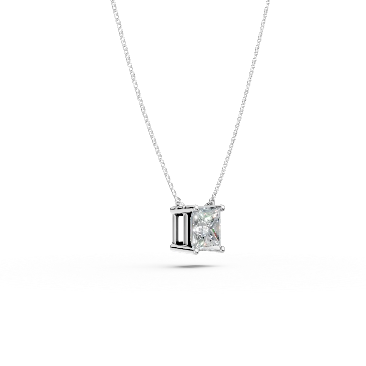 White gold pendant necklace with 1ct solitaire lab grown diamond