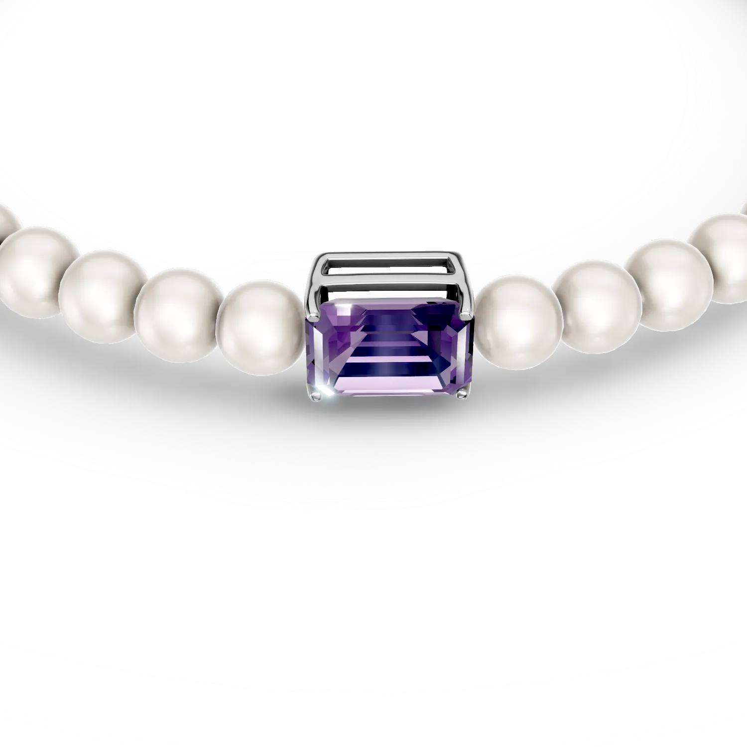White gold bracelet with 1.1ct amethyst and fresh water pearls