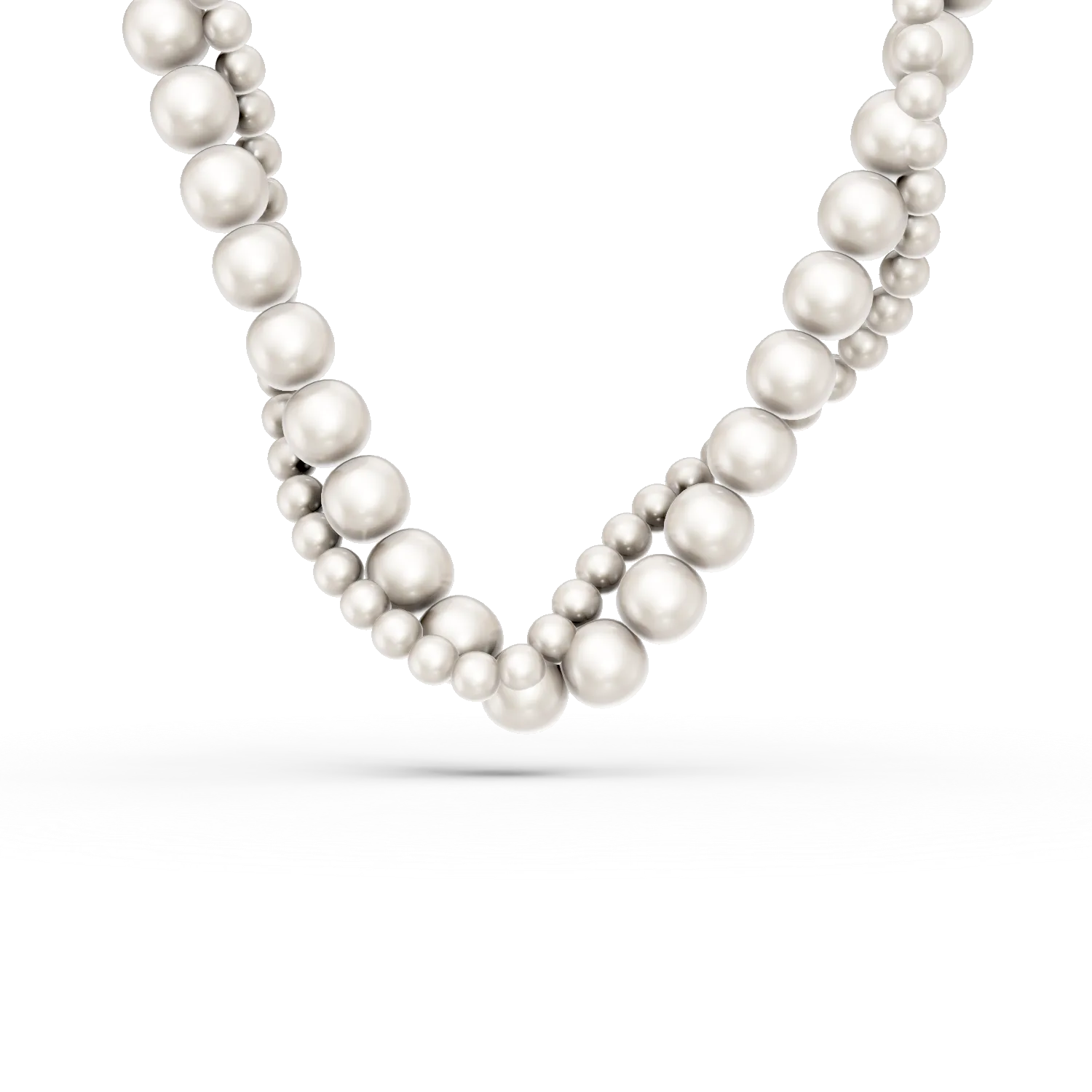 White gold braided necklace with fresh water pearls-192210