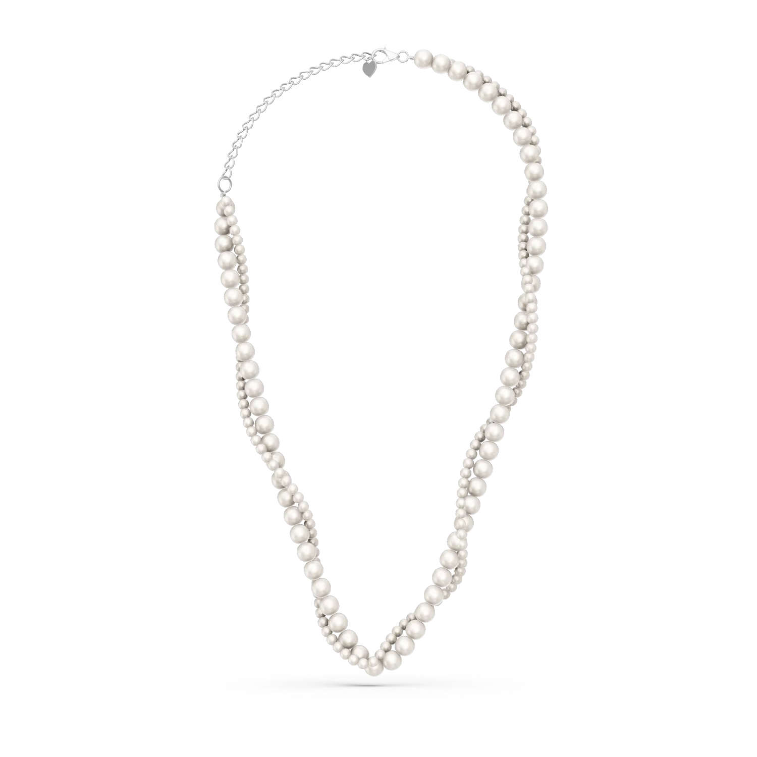White gold braided necklace with fresh water pearls