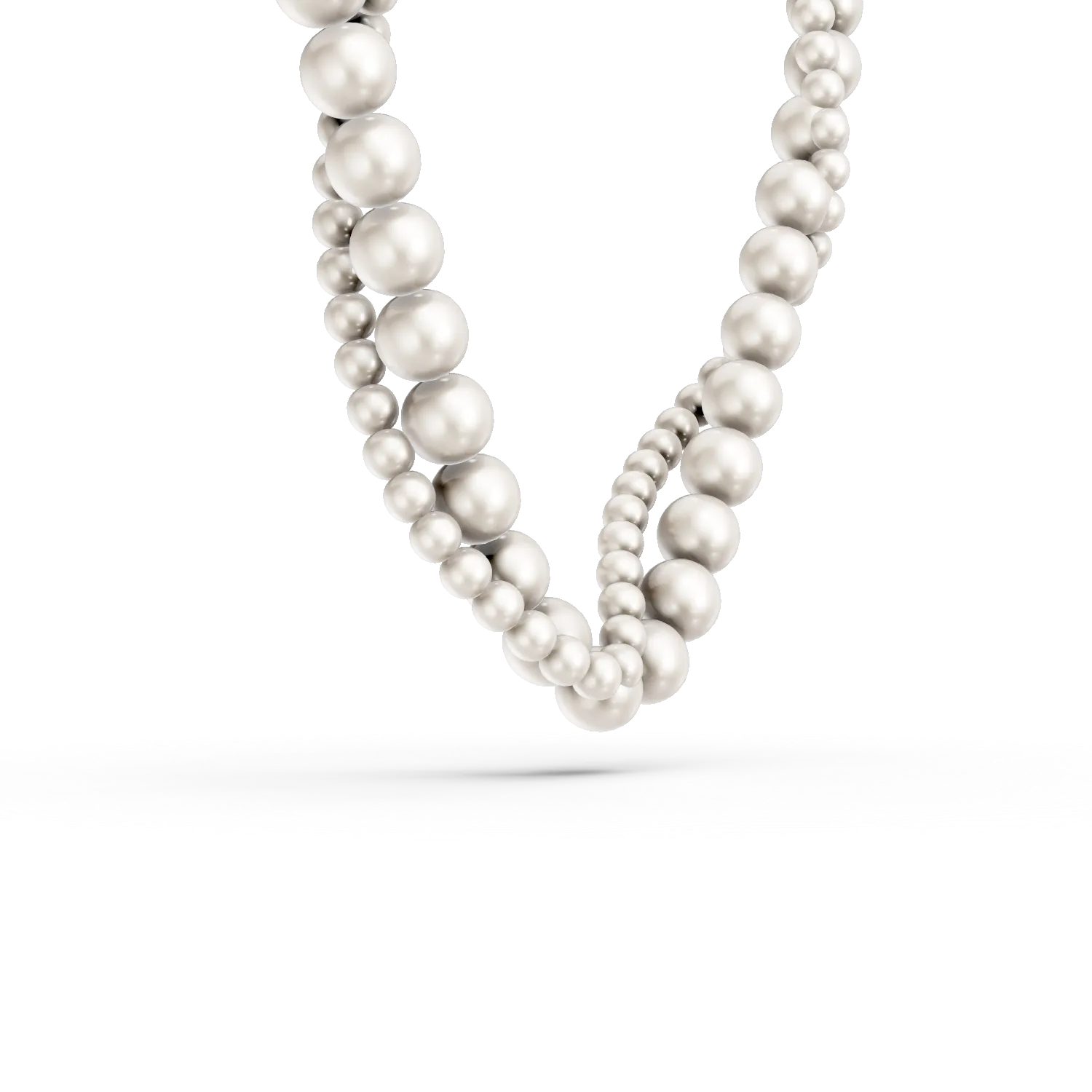 White gold braided necklace with fresh water pearls