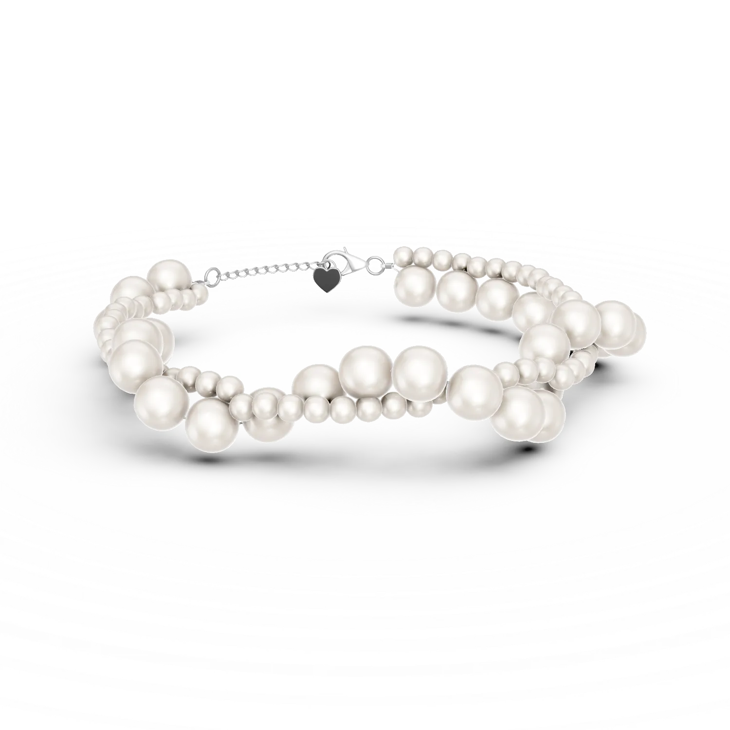 White gold braided bracelet with fresh water pearls-192213