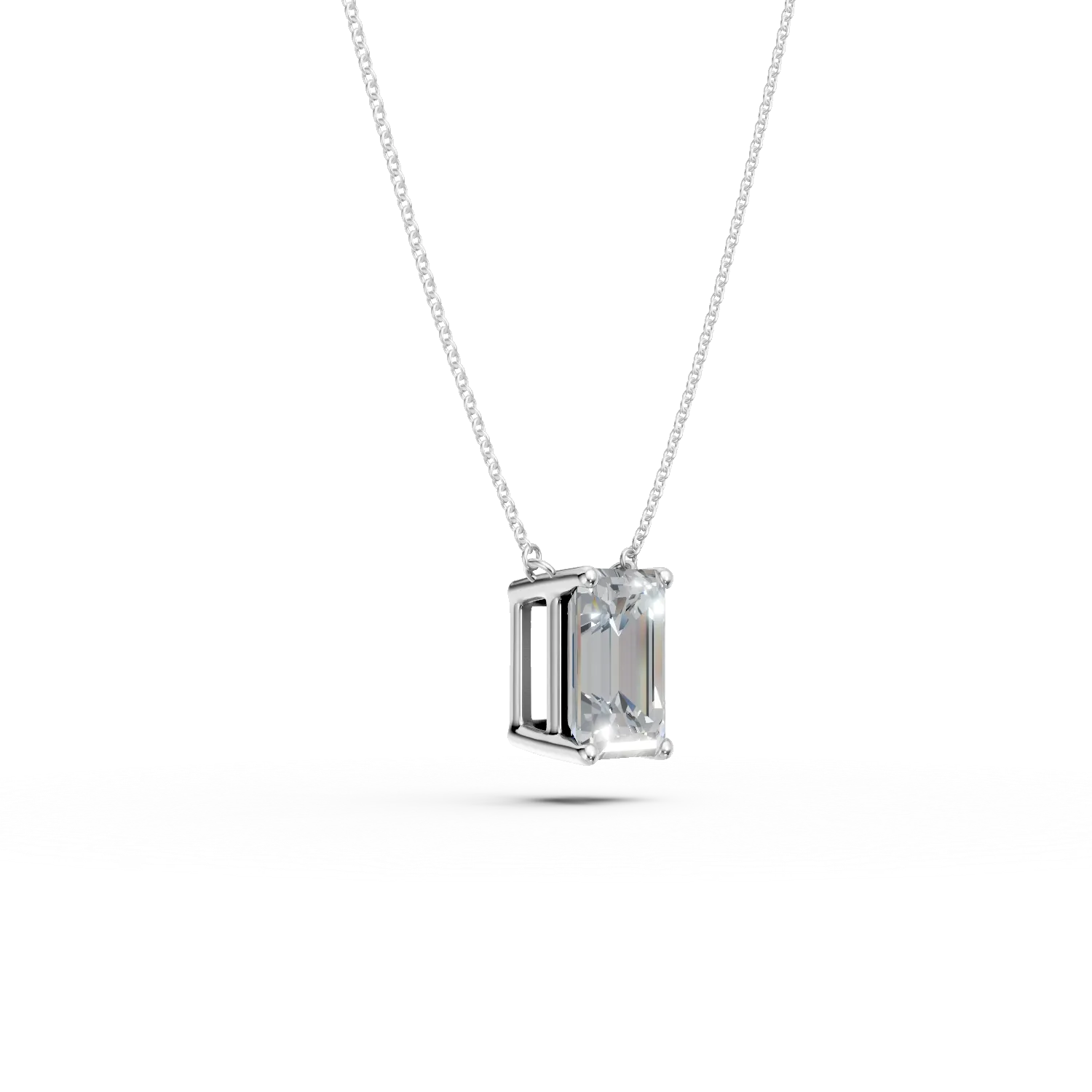 White gold pendant necklace with 1ct solitaire lab grown diamond