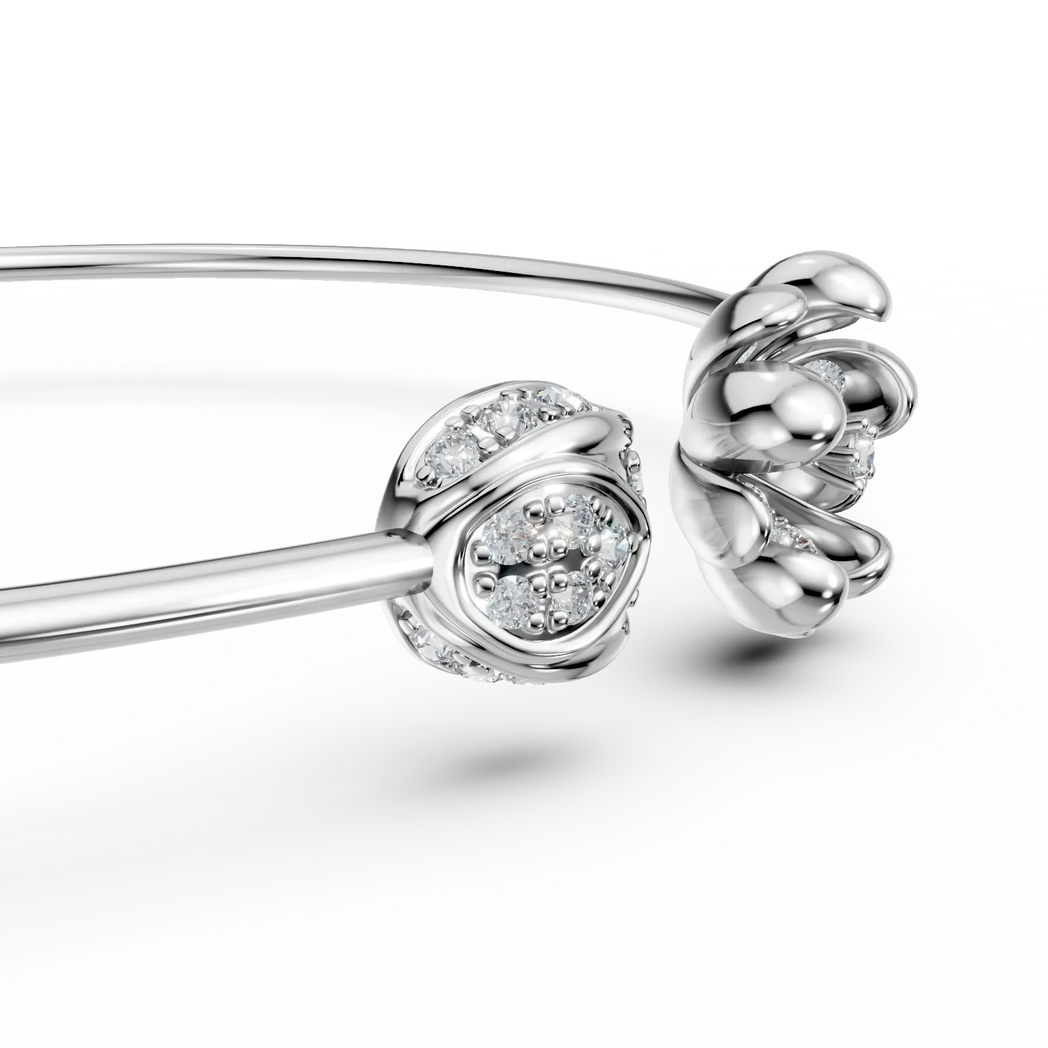 Bratara deschisa flori de tei din aur alb cu diamante de 0.17ct - imagine 2