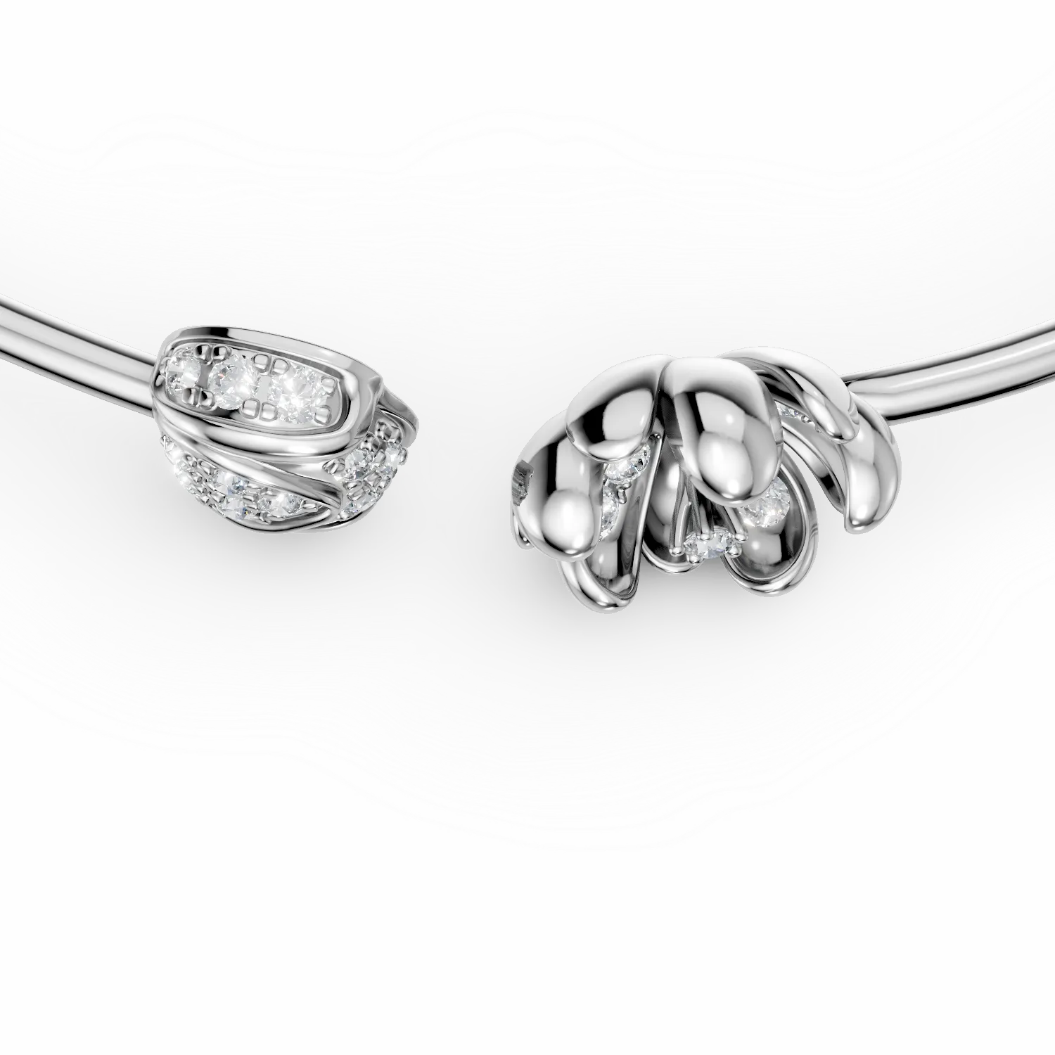 Bratara deschisa flori de tei din aur alb cu diamante de 0.17ct - imagine 3