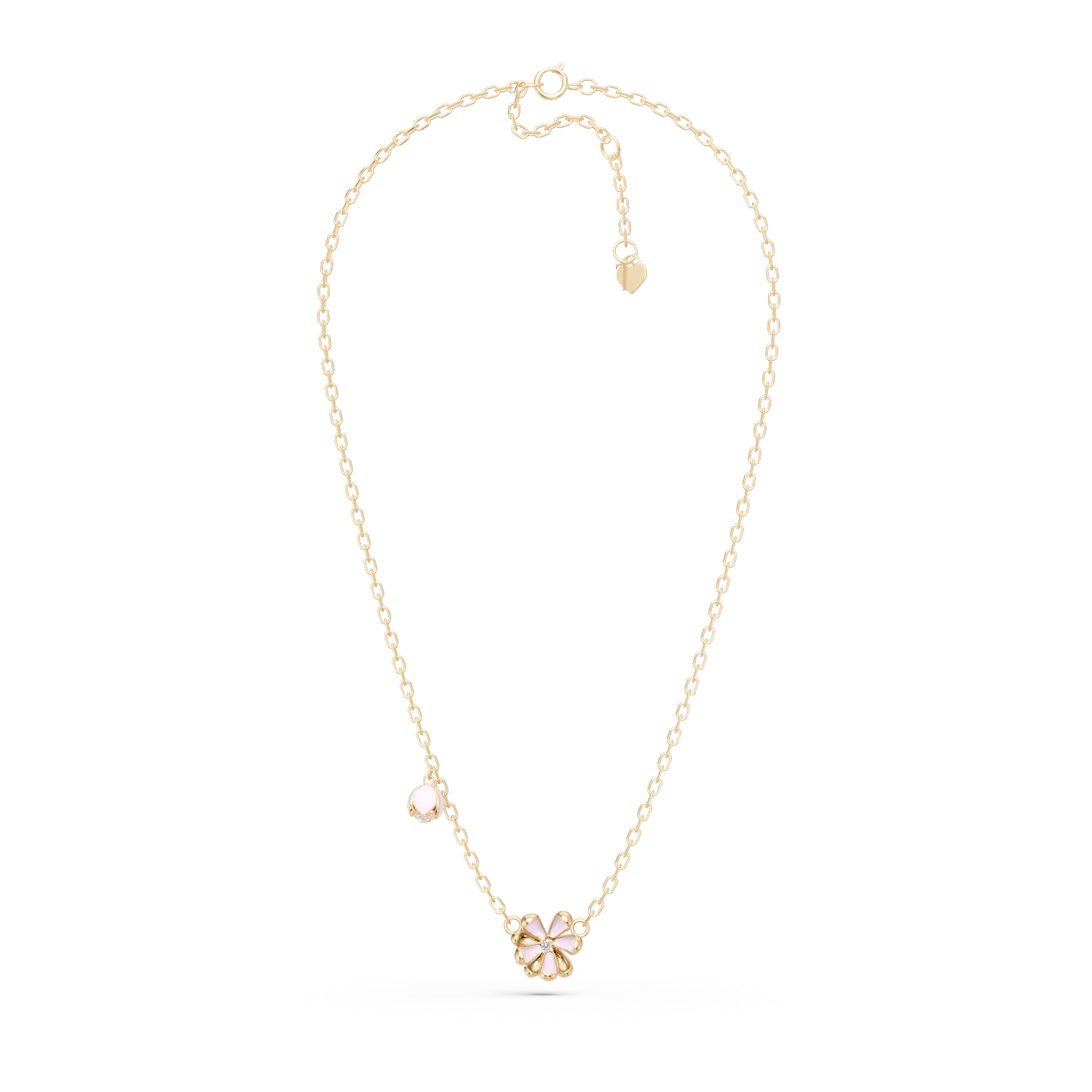 Yellow gold linden flower children's pendant necklace with 0.02ct diamonds