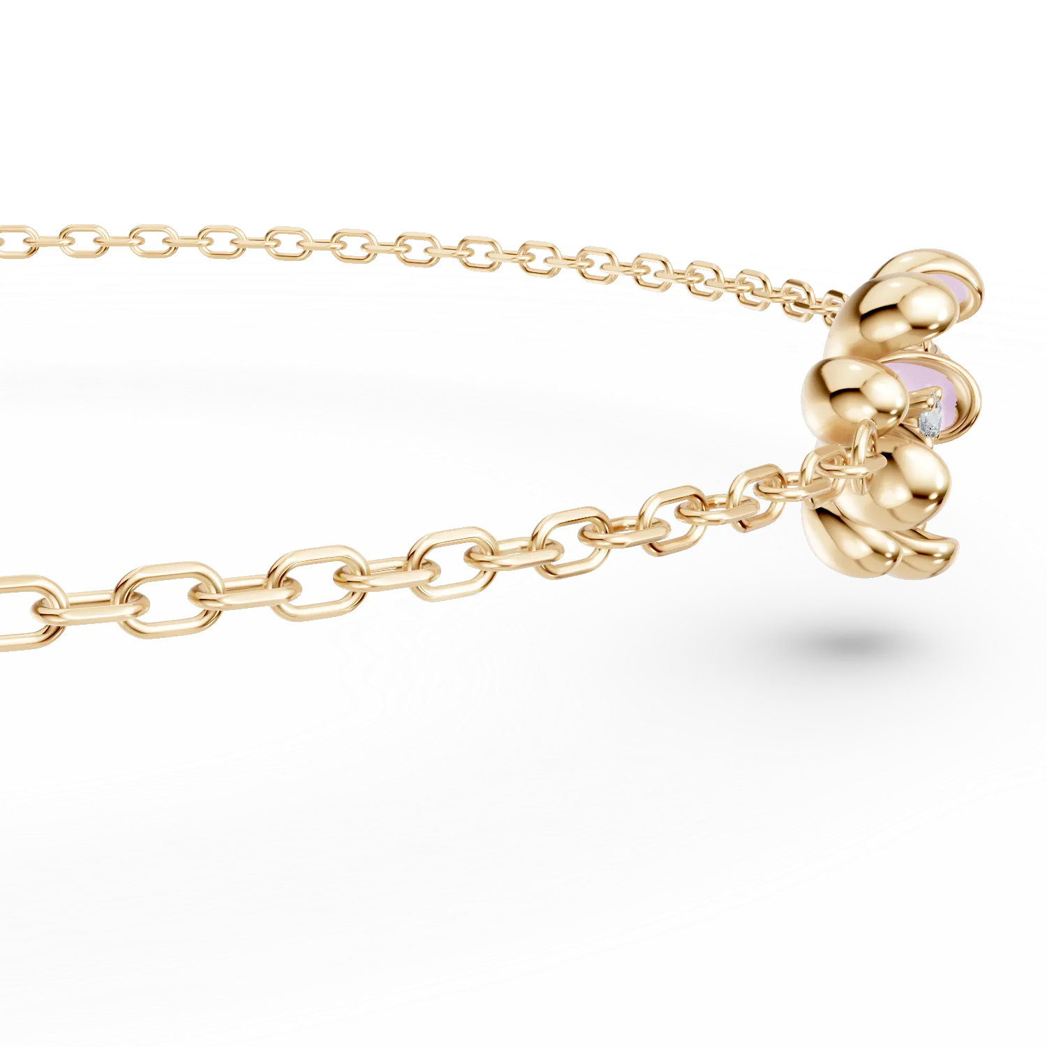 Yellow gold linden flower children's bracelet with 0.01ct diamonds