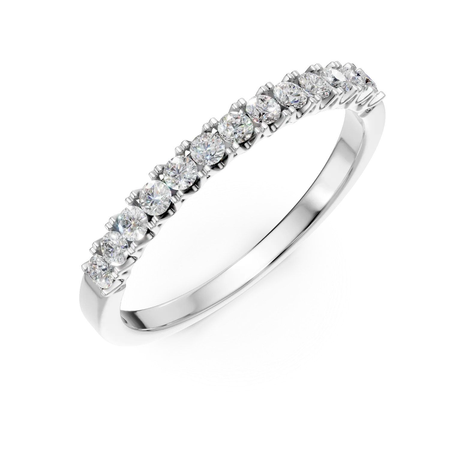 Inel semieternity din aur alb cu diamante de 0.2ct